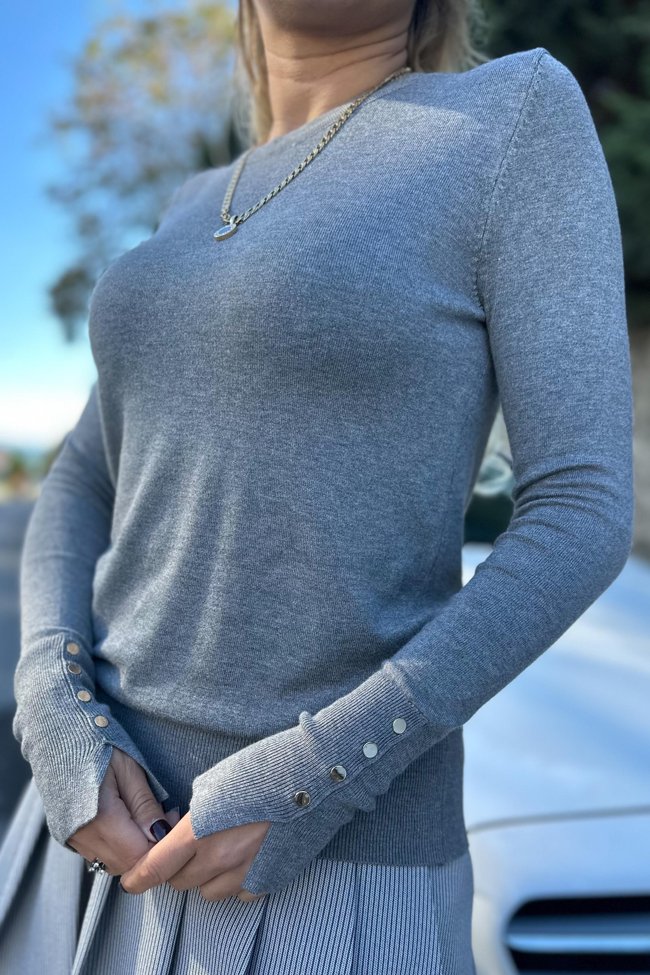 Kolu Droplu Antrasit Basic Triko BluzBLUZ