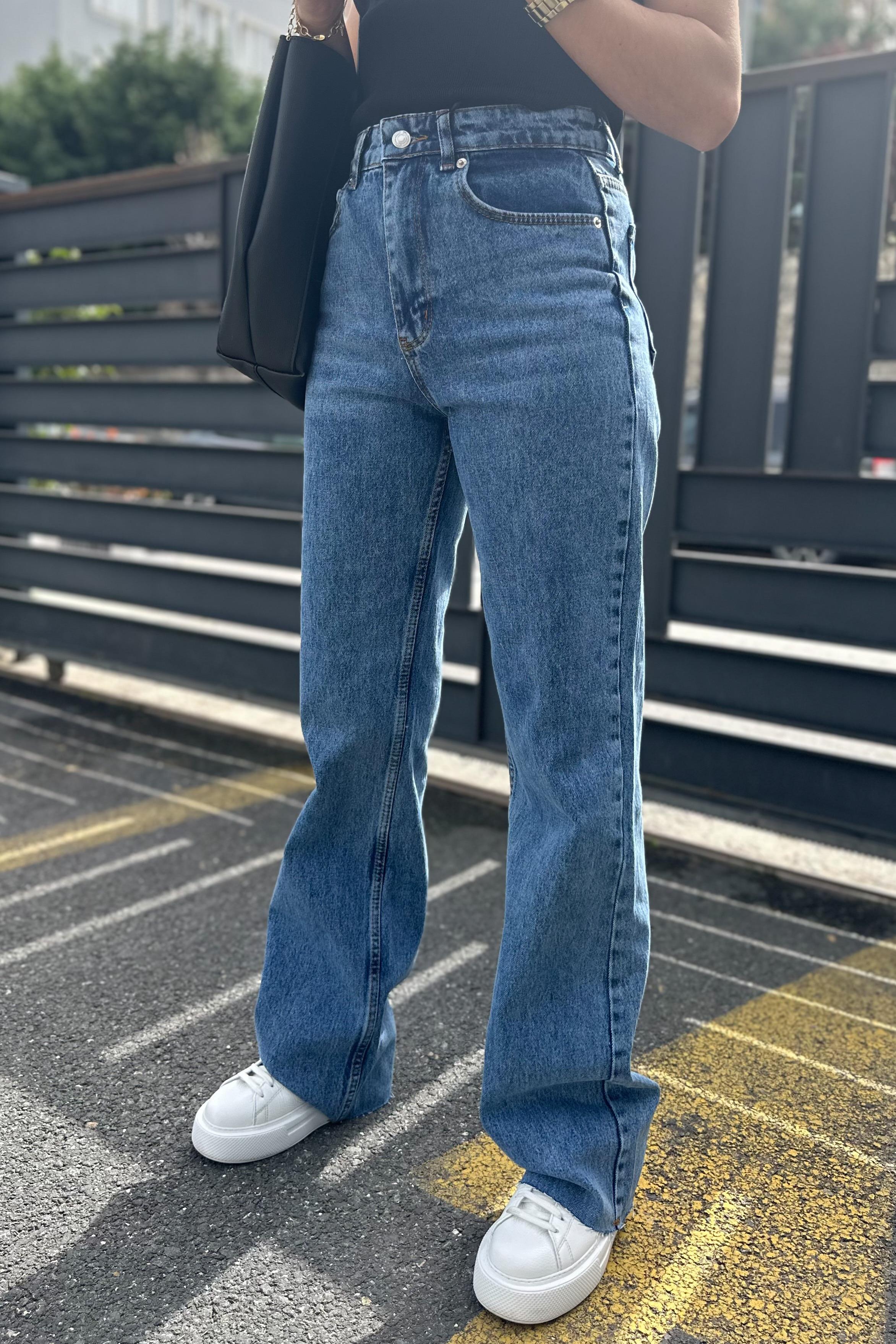 Koyu Mavi Straight Paçası Kesik JeanJEAN