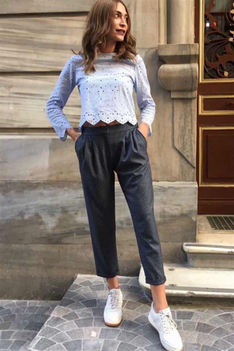 Küçük Ekose Havuç Pantalon
