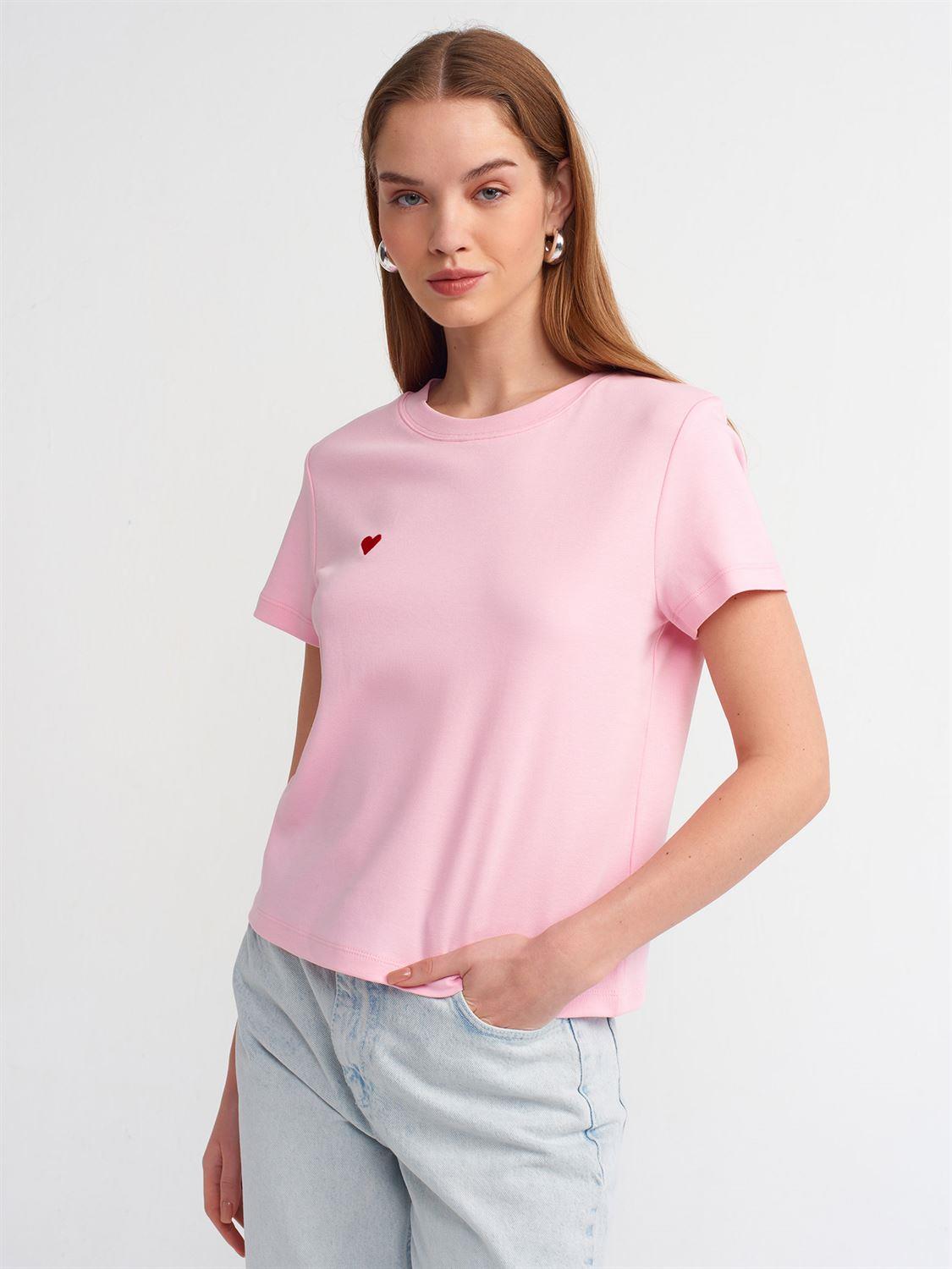 Küçük Kalpli  Pembe Basic TshirtÇOK SATANLAR