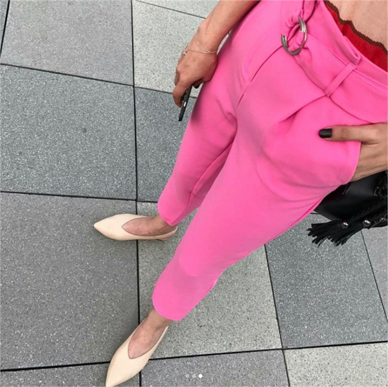 Kuşak Kemerli Pembe Havuç Pantalon
