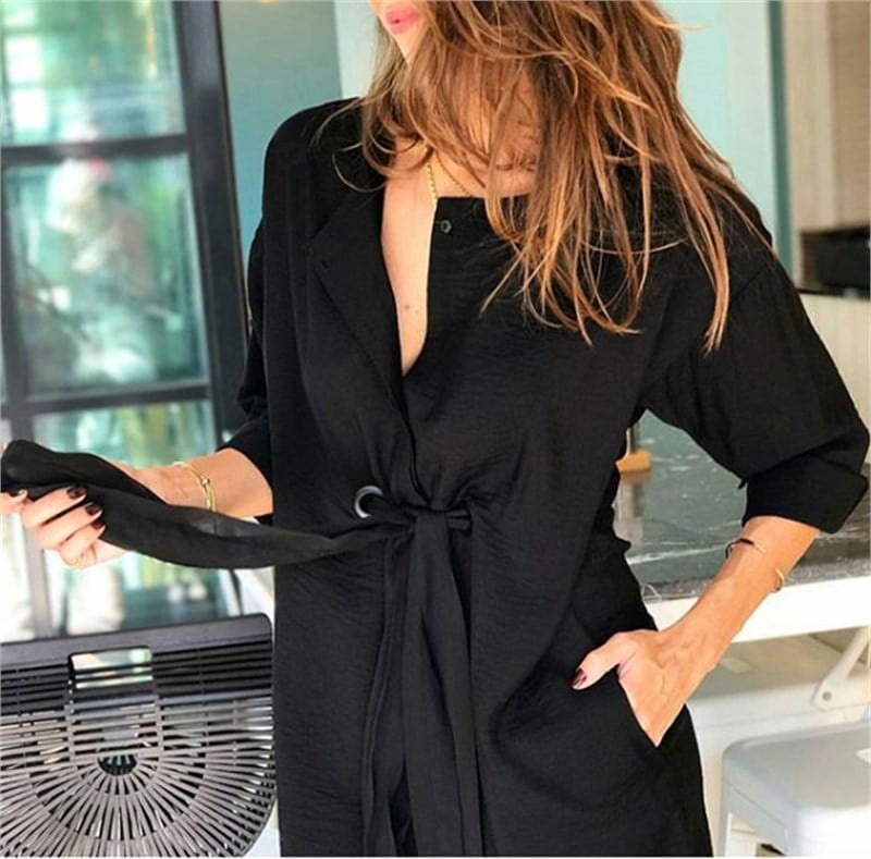 Kuşgözü Detay Kuşaklı Elbise