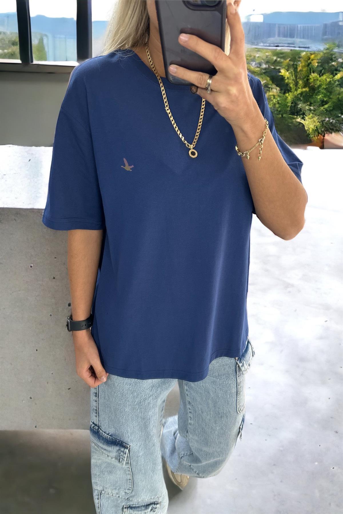 Kuşlu Lacivert TshirtTSHİRT