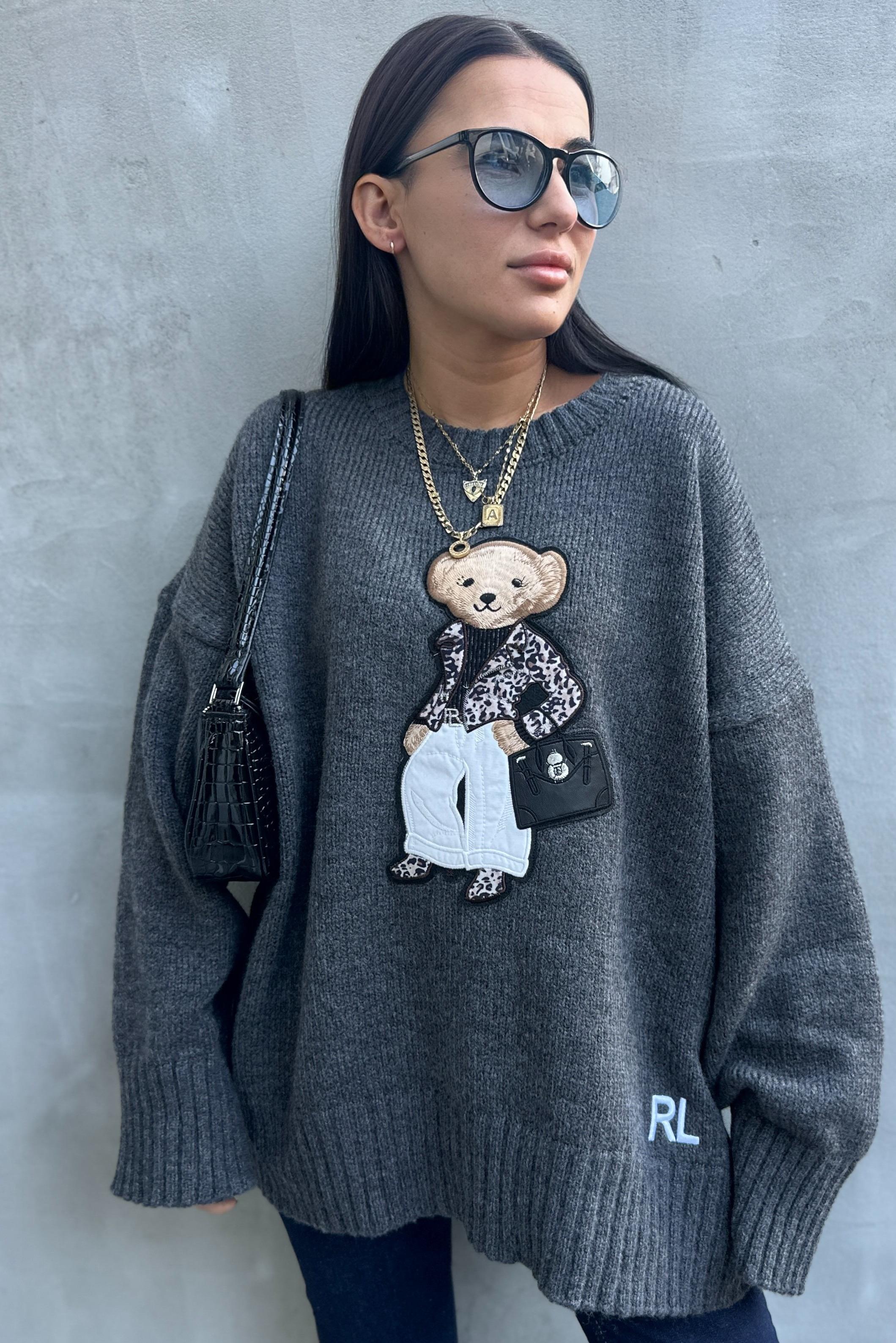 Leopar Ayıcıklı Oversize KazakKAZAK