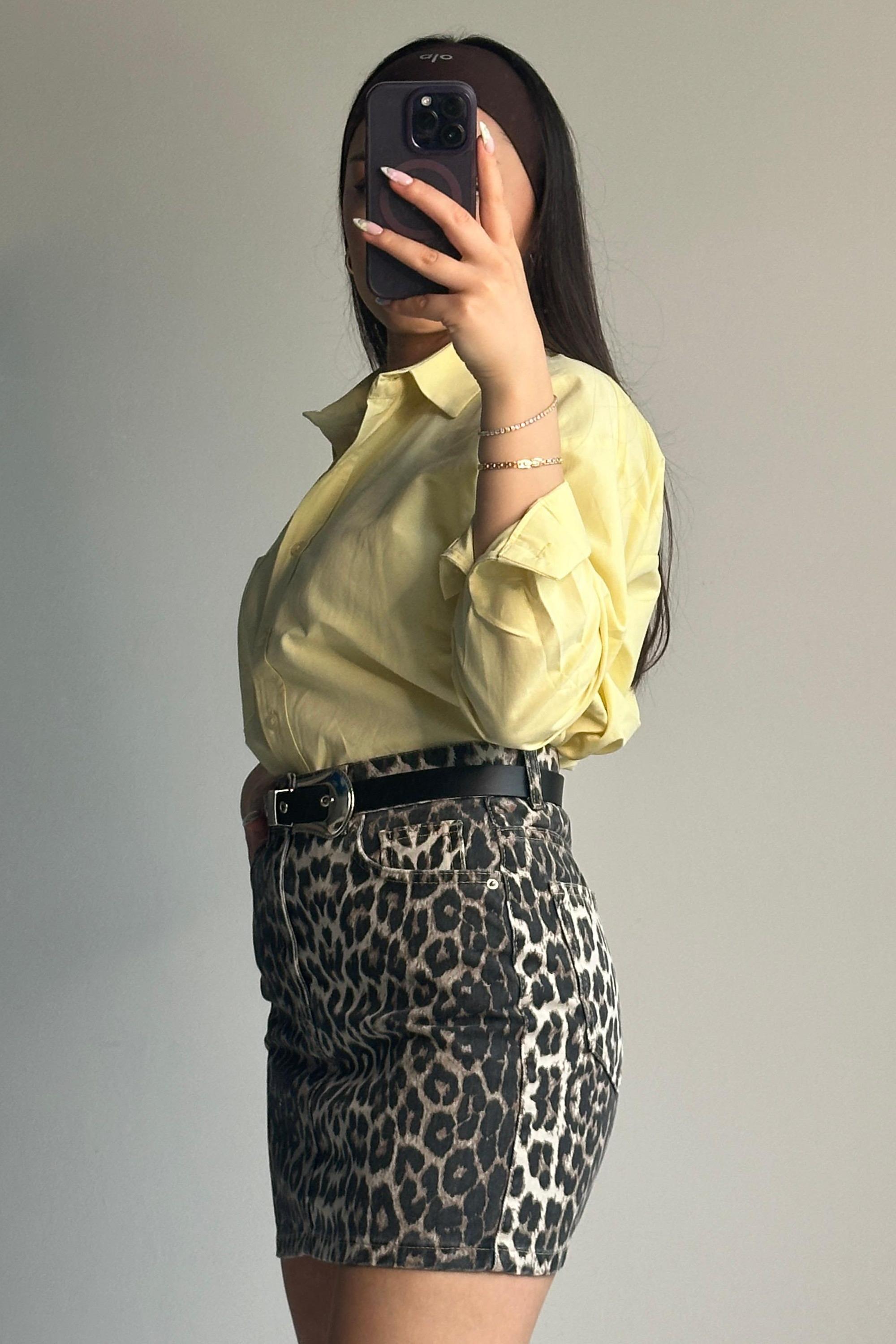 Leopar Desen Denim Mini EtekYENİ GELENLER