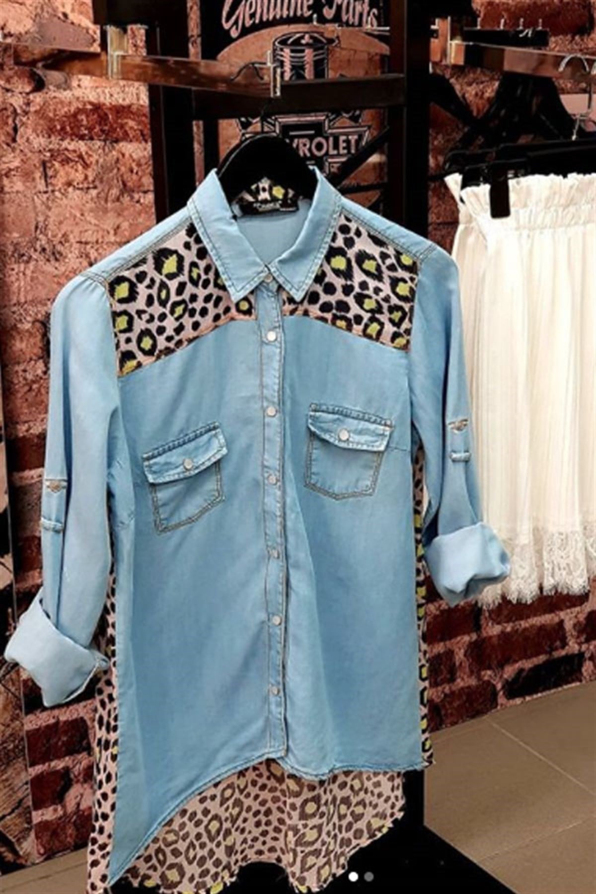 Leopar Detaylı Tansel Gömlek