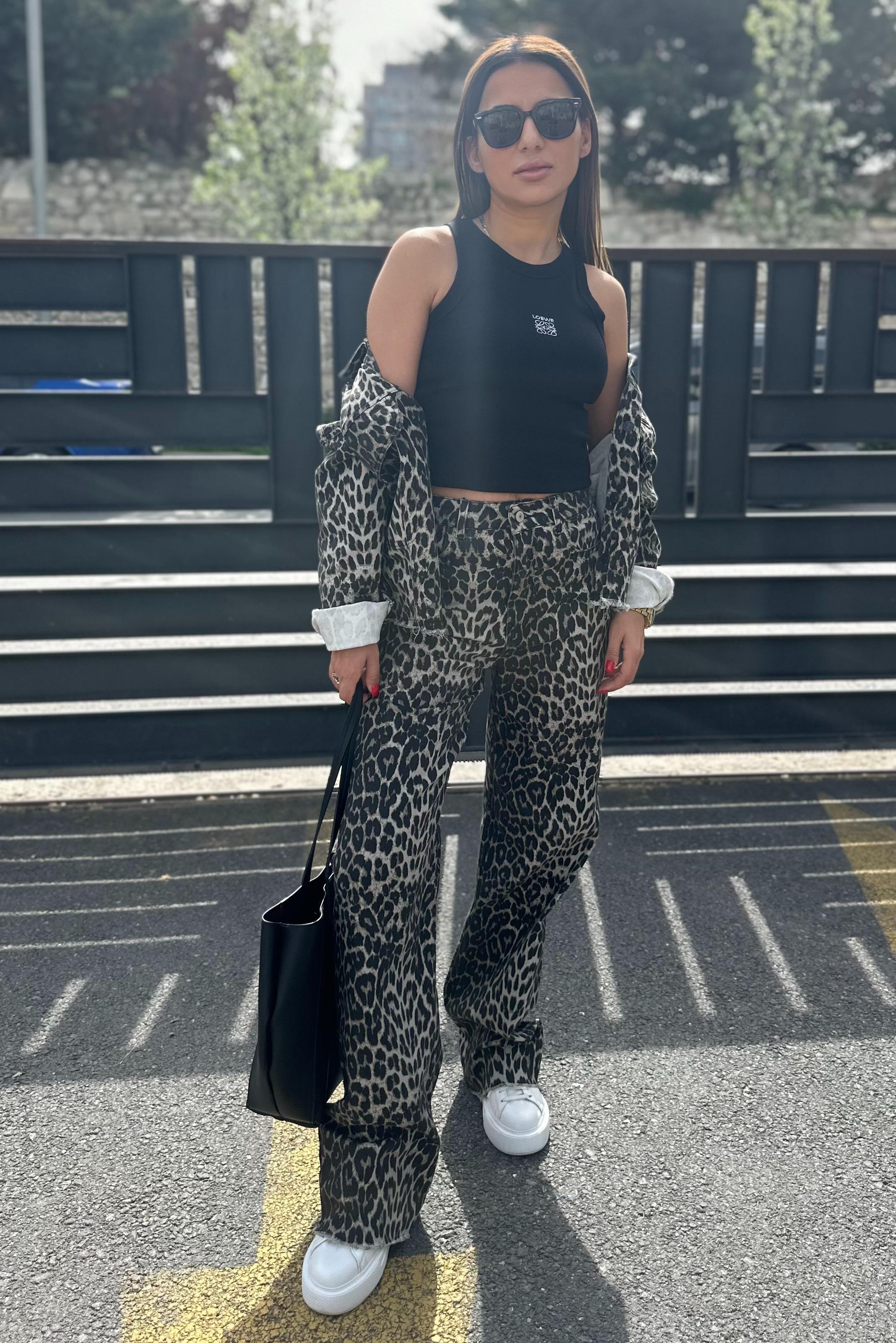 Leopar Print Denim PantolonPANTOLON