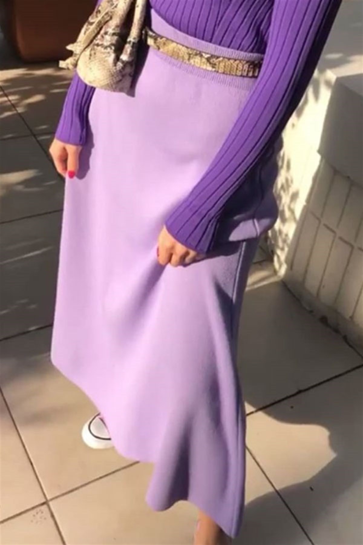 Lila Triko Çan Etek