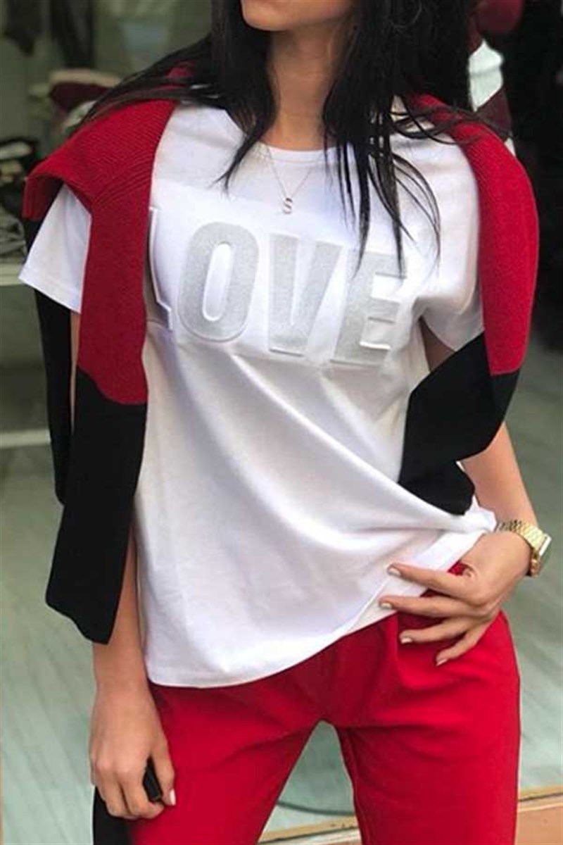 Love Kabartmalı Tshirt