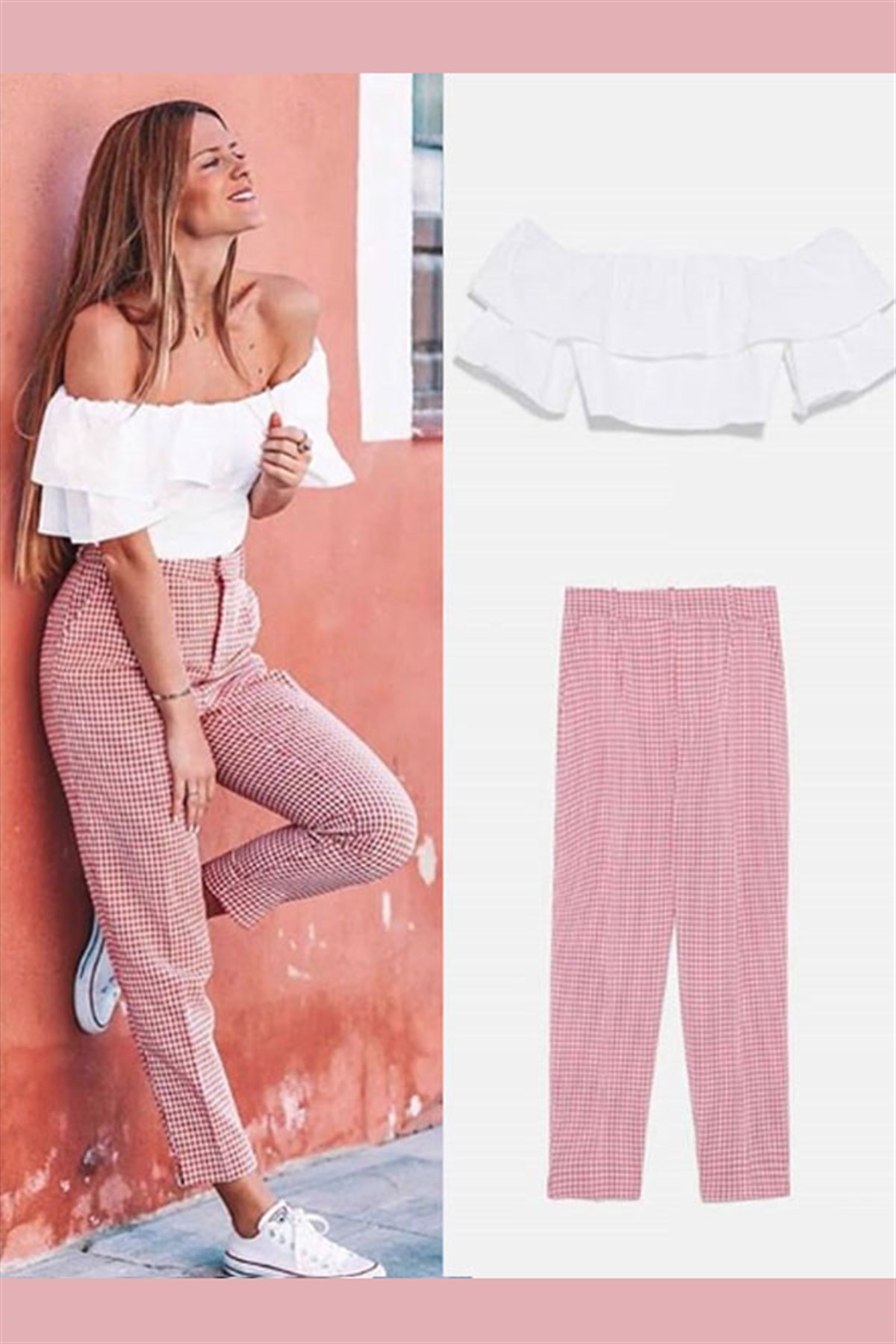 Madonna Bluz Ekose Pantalon Takım