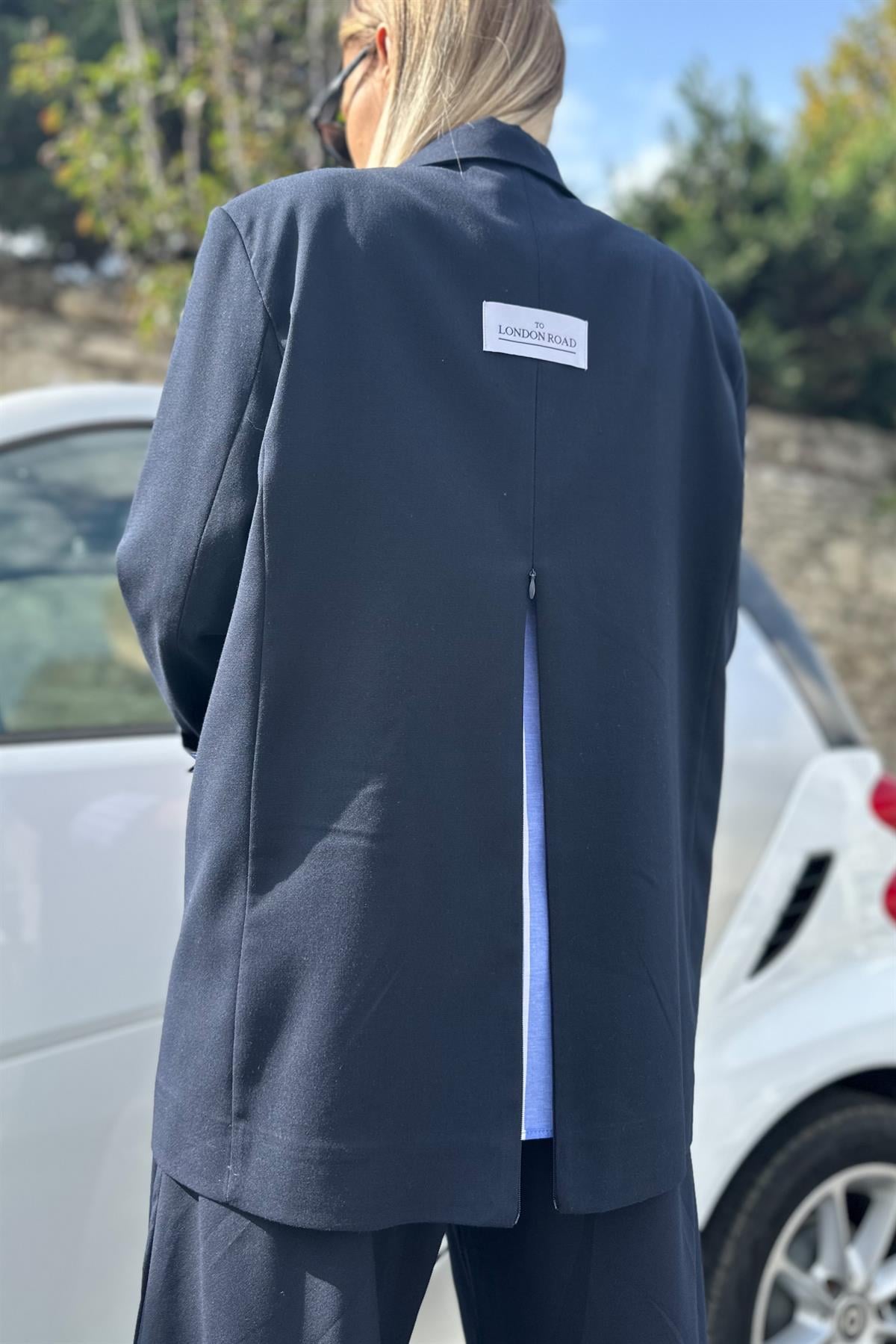 Mavi Şerit Detaylı Oversize CeketMONT/CEKET