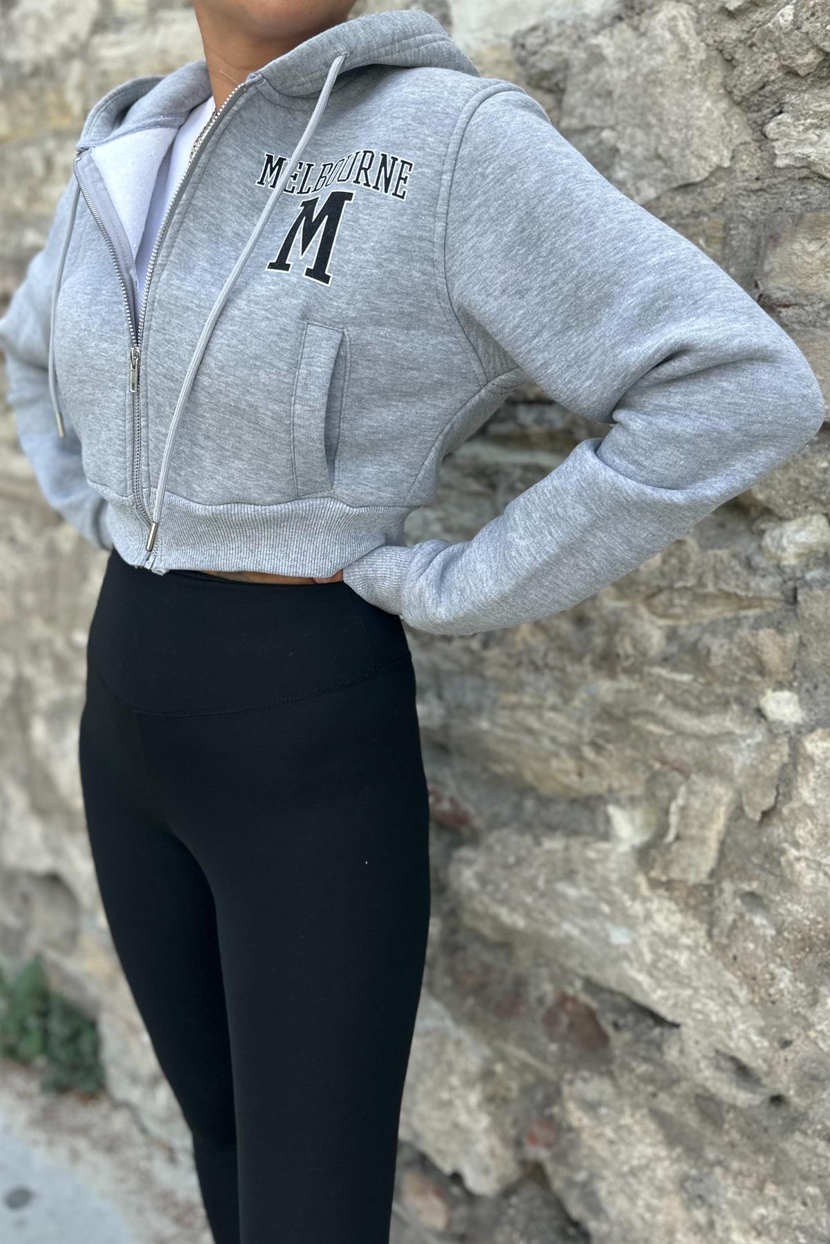Melbourne Mini Fermuarlı Gri SweatshirtSWEATSHİRT