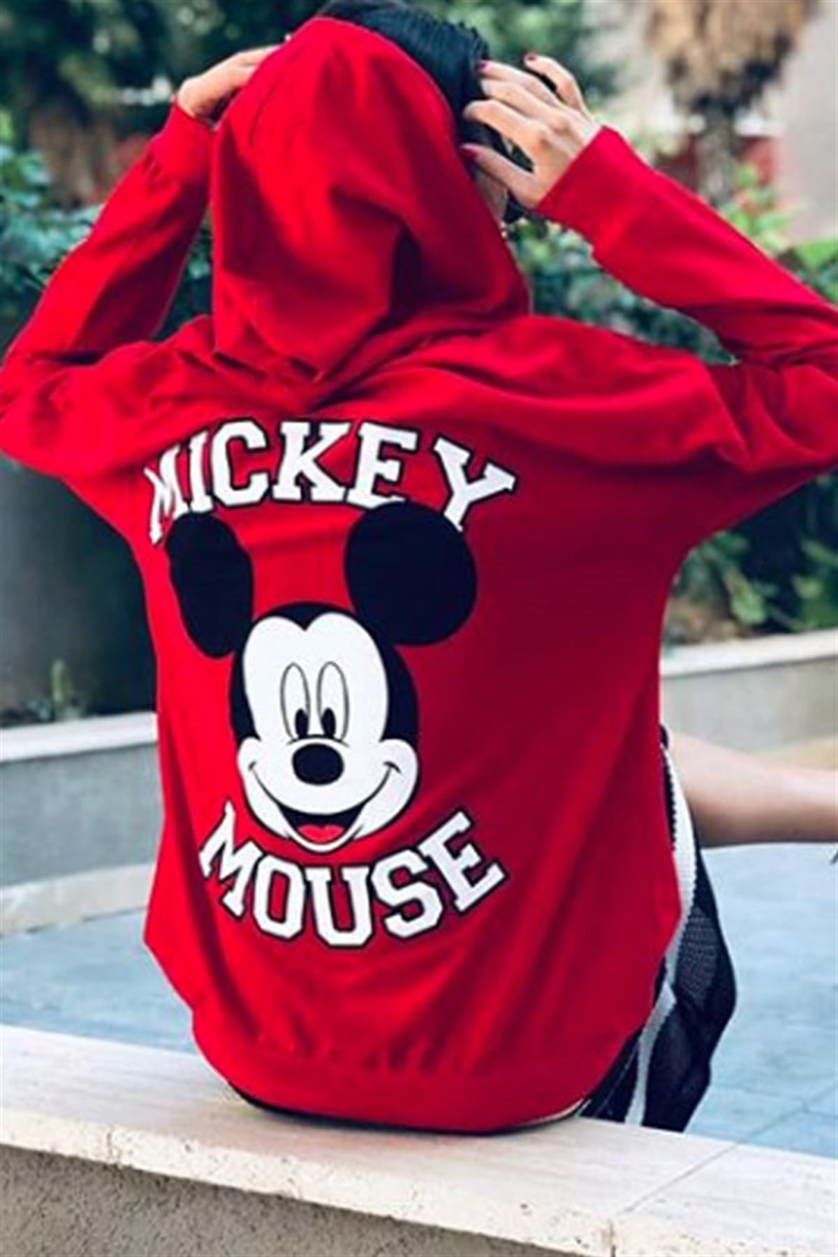 Mickey Baskılı Kapşonlu Sweatshirt