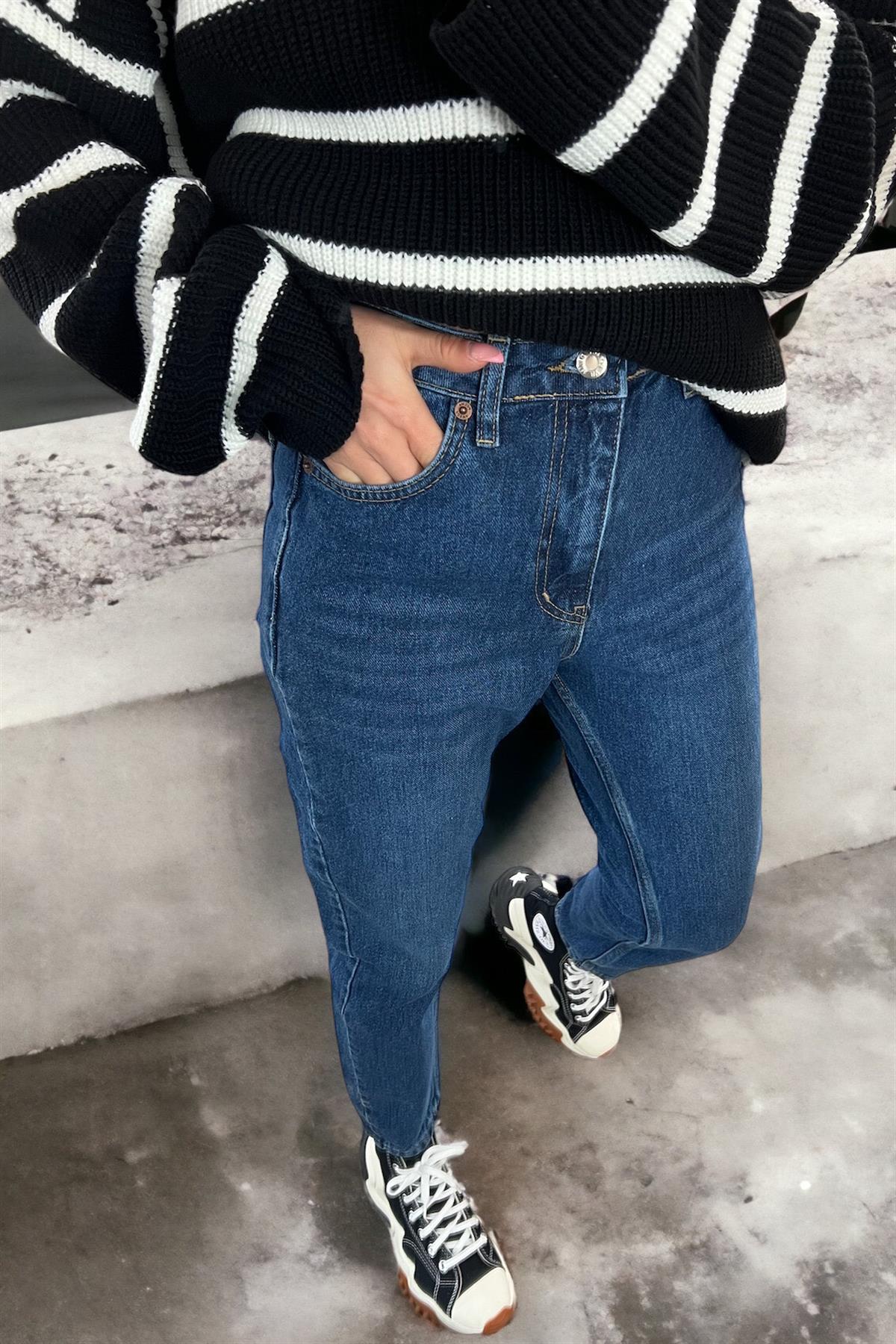 Mom Kalıp Koyu Mavi JeanJEAN