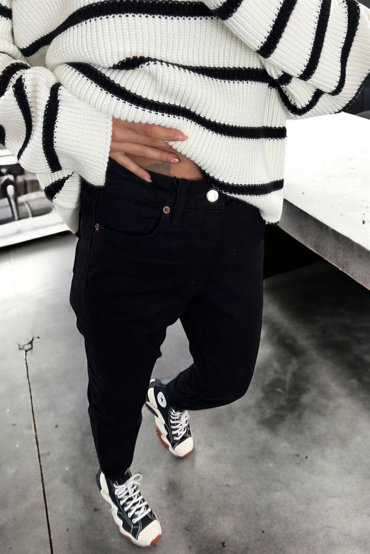 Mom Kalıp Siyah JeanJEAN