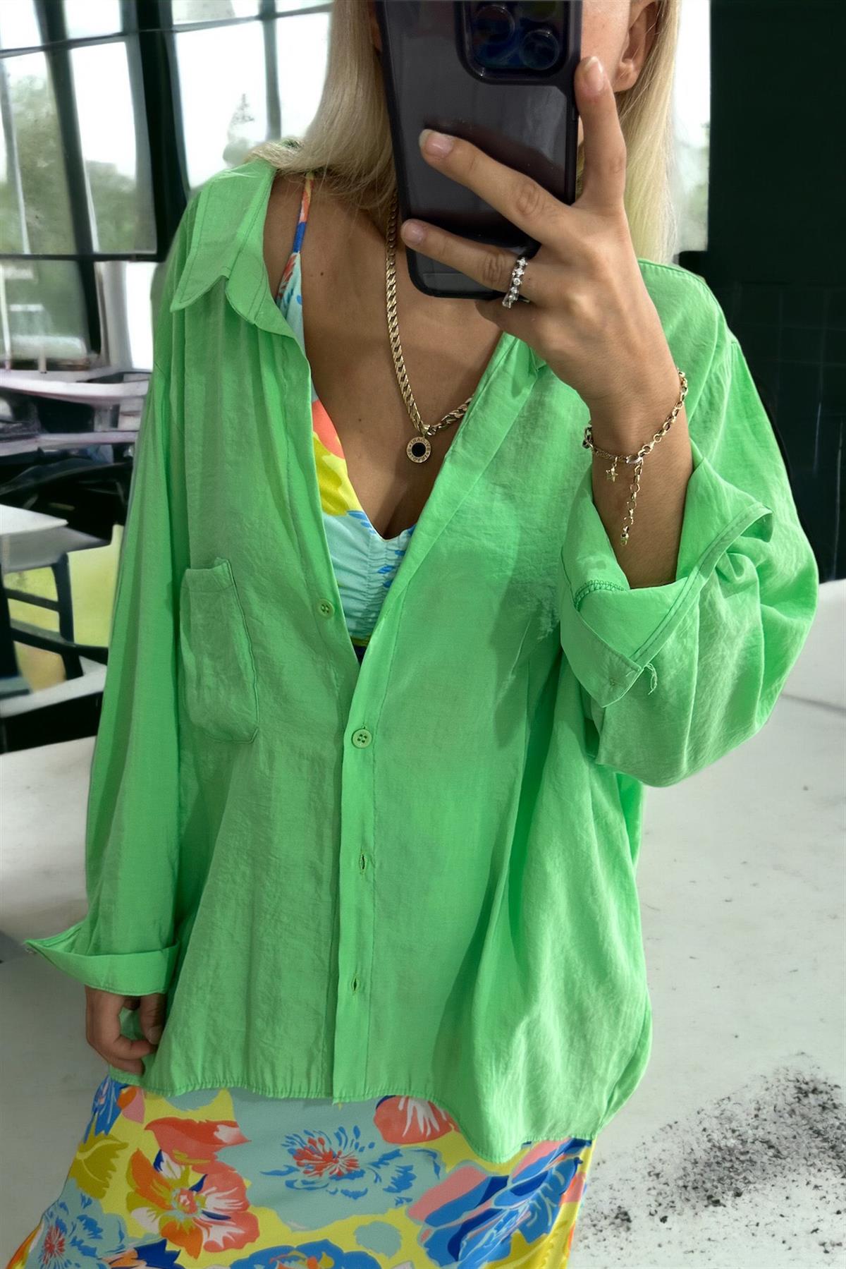 Neon Yeşil Oversize GömlekGÖMLEK