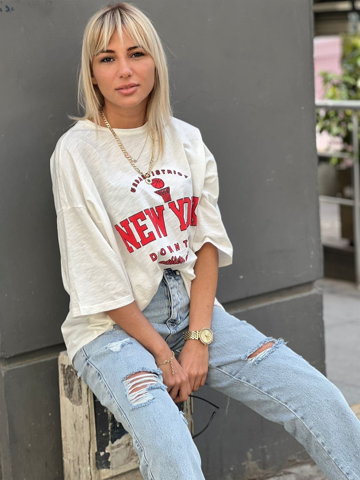 New York Baskılı Oversize TshirtTSHİRT