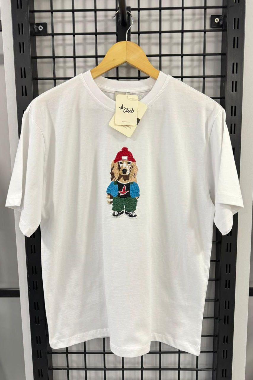 Orjinal Marka Beyaz Köpek Nakışlı TshirtTSHİRT