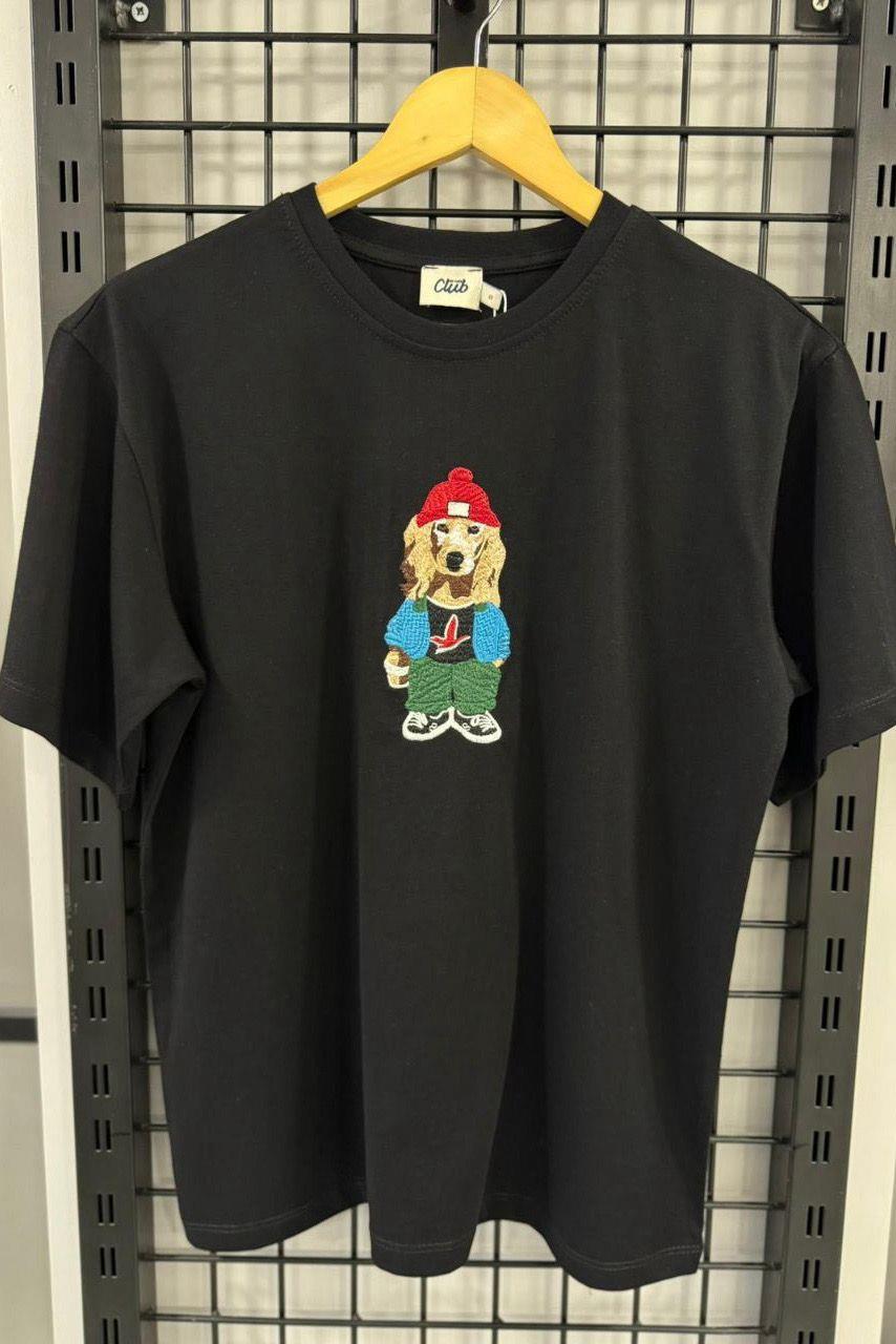 Orjinal Marka Siyah Köpek Nakışlı TshirtTSHİRT