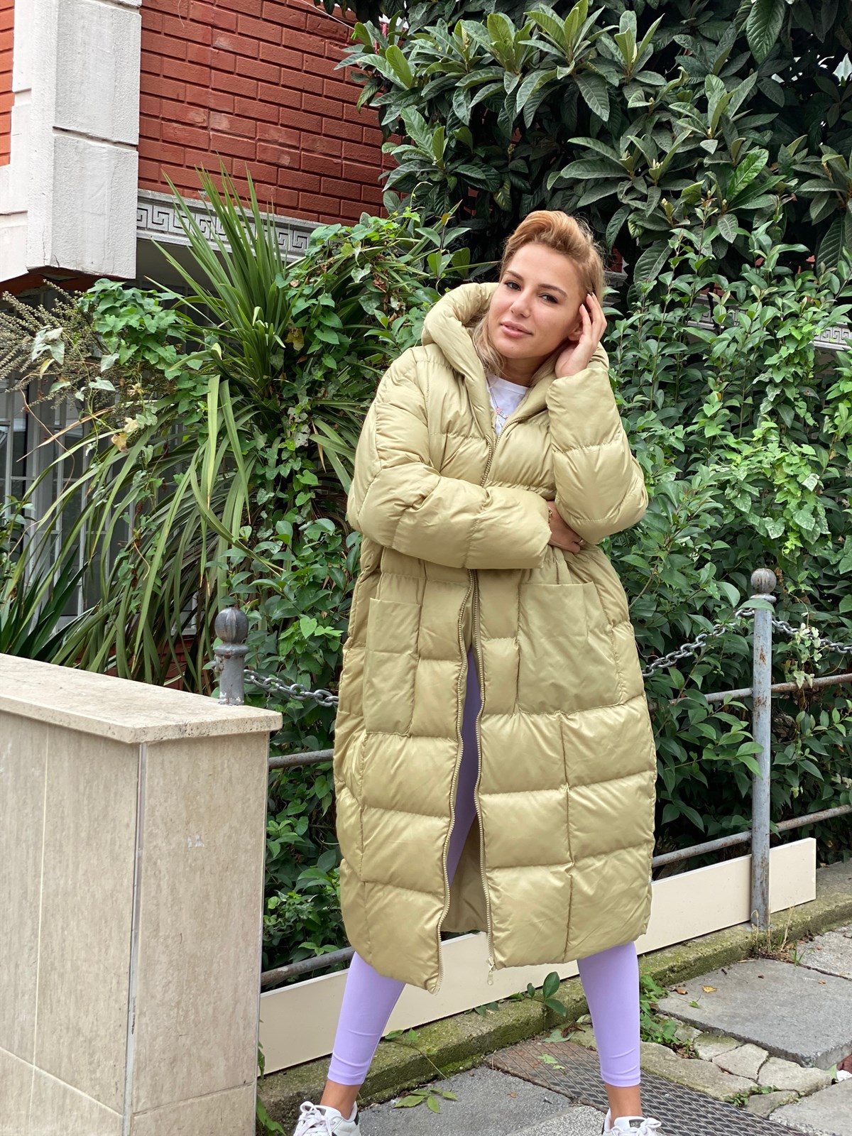 Oversiz Yağ Yeşili Midi MontMONT/CEKET