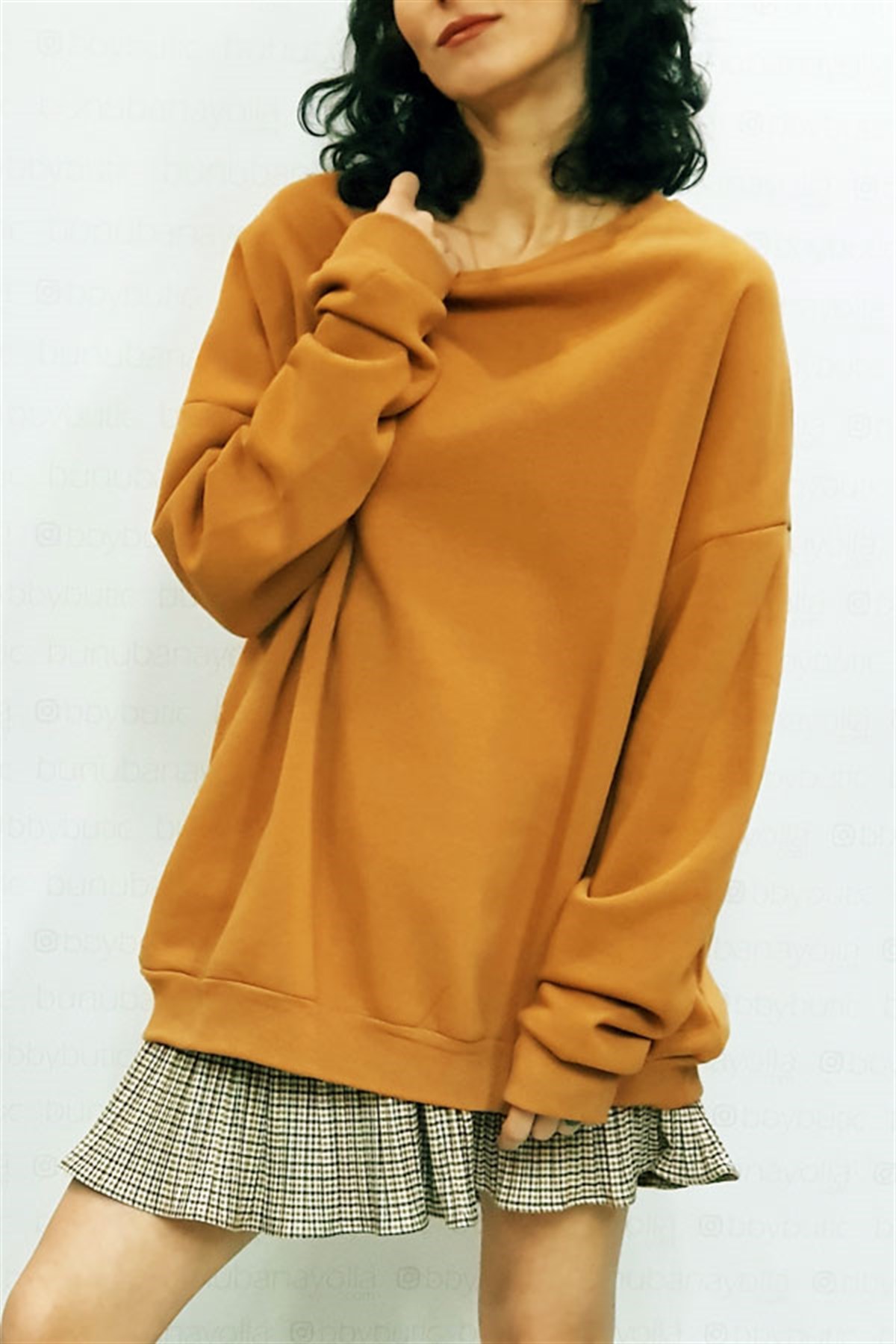 Oversize Bisiklet Taba Yaka Sweat