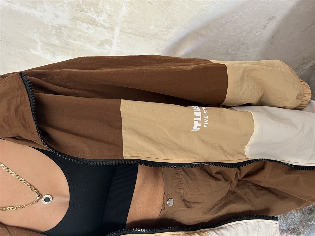 Paraşüt Kumaş Oversize Kahverengi Yağmurluk MONT/CEKET