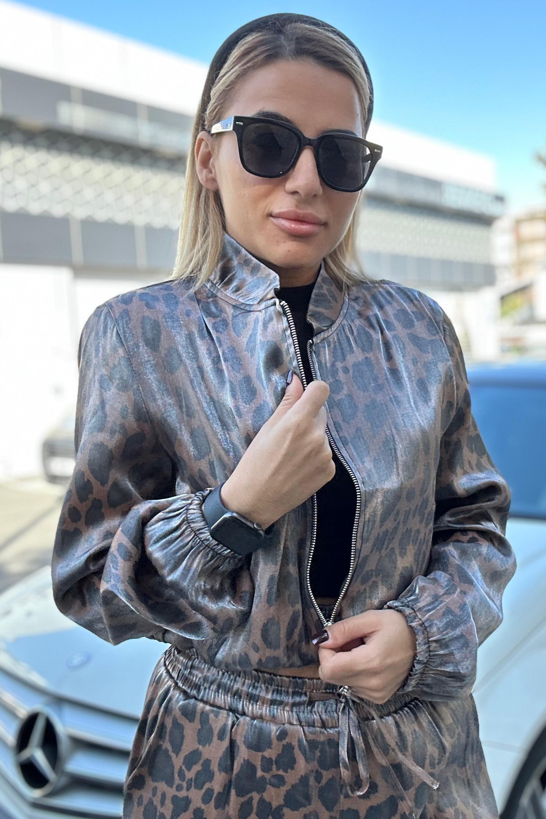 Parlak Leopar Bomber CeketMONT/CEKET