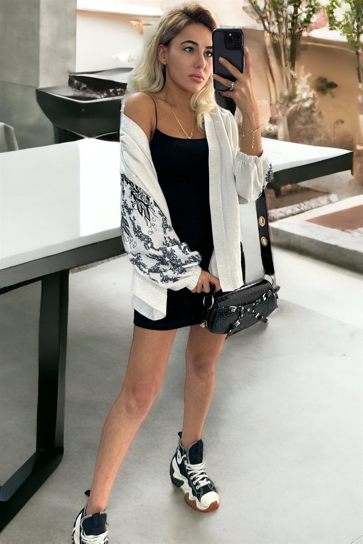 Payetli Keten KimonoMONT/CEKET