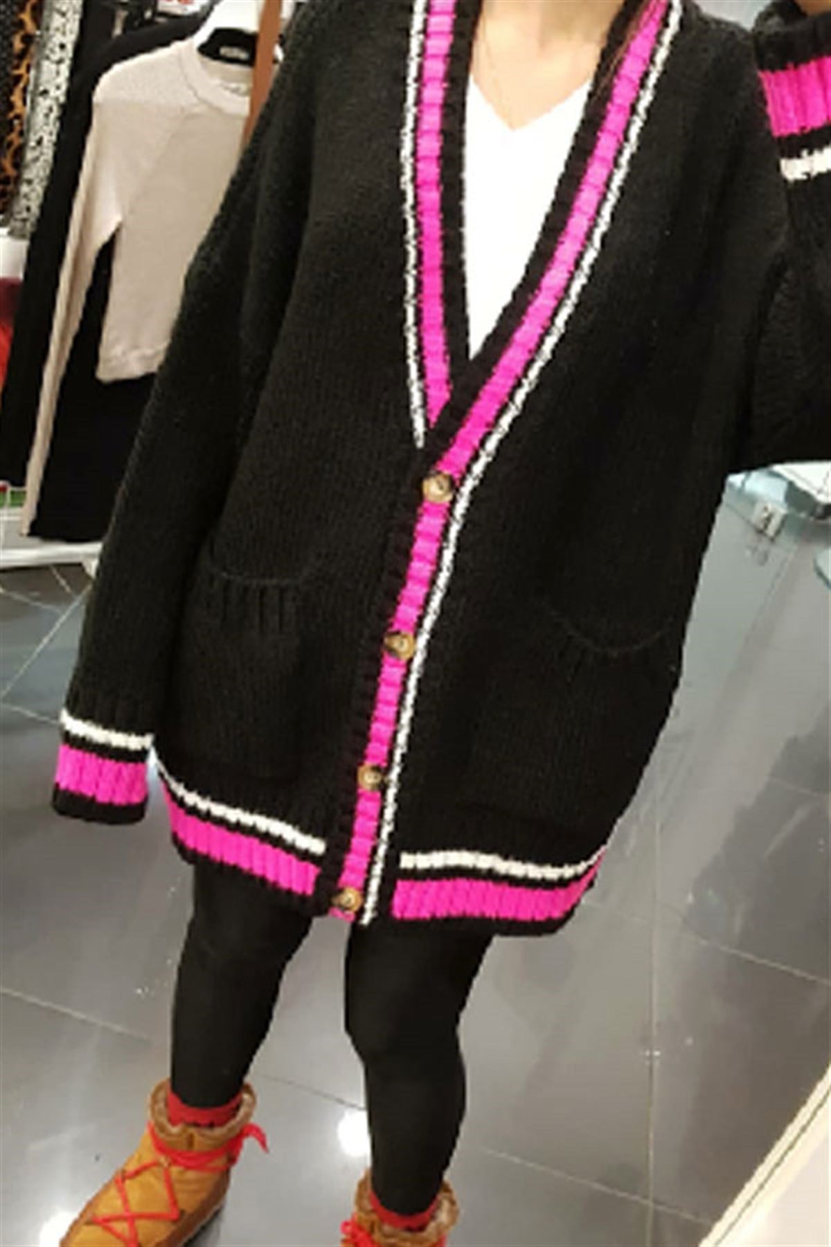 Pembe Biyeli Salaş Hırka