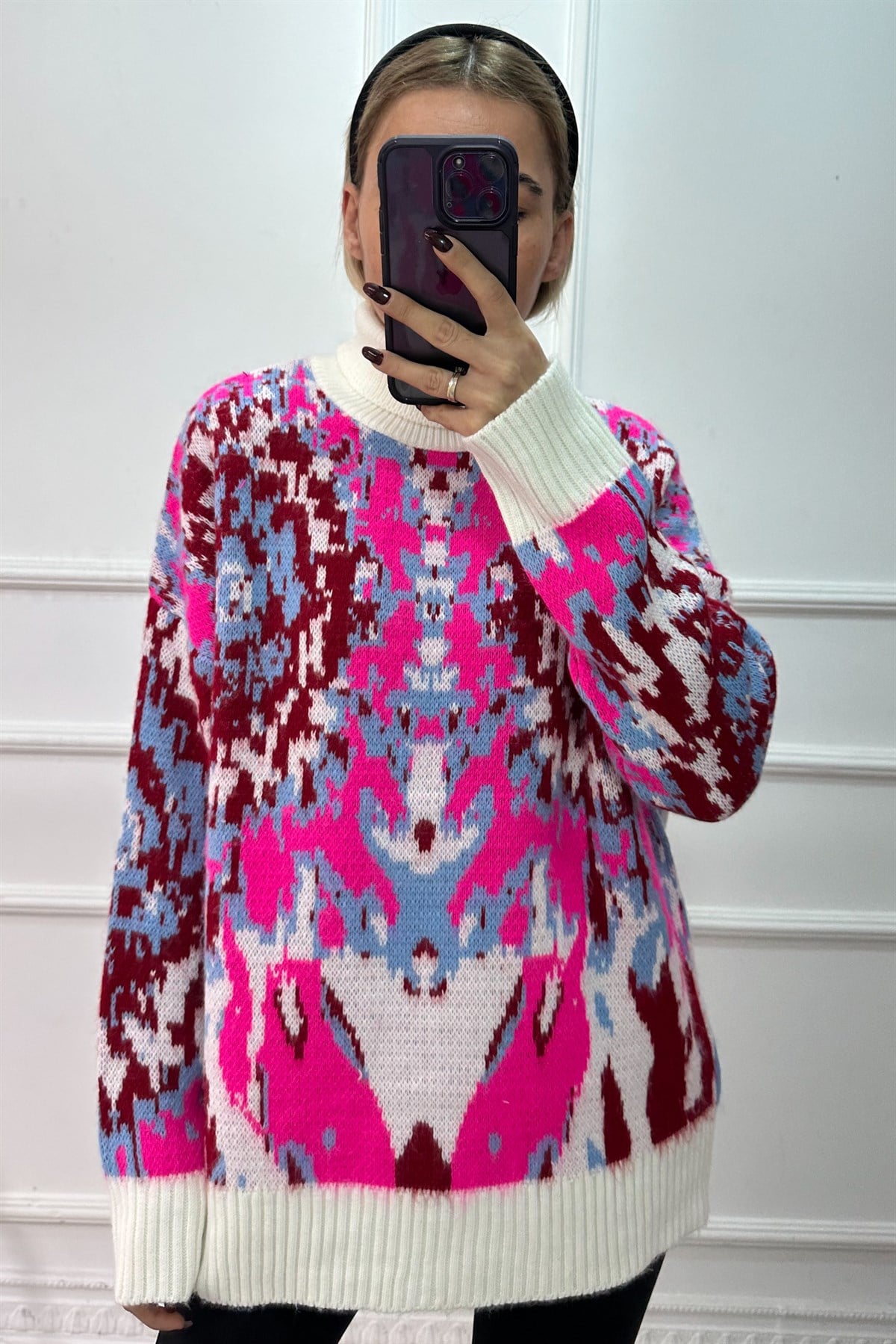 Pembe Mixed Color Balıkçı KazakKAZAK