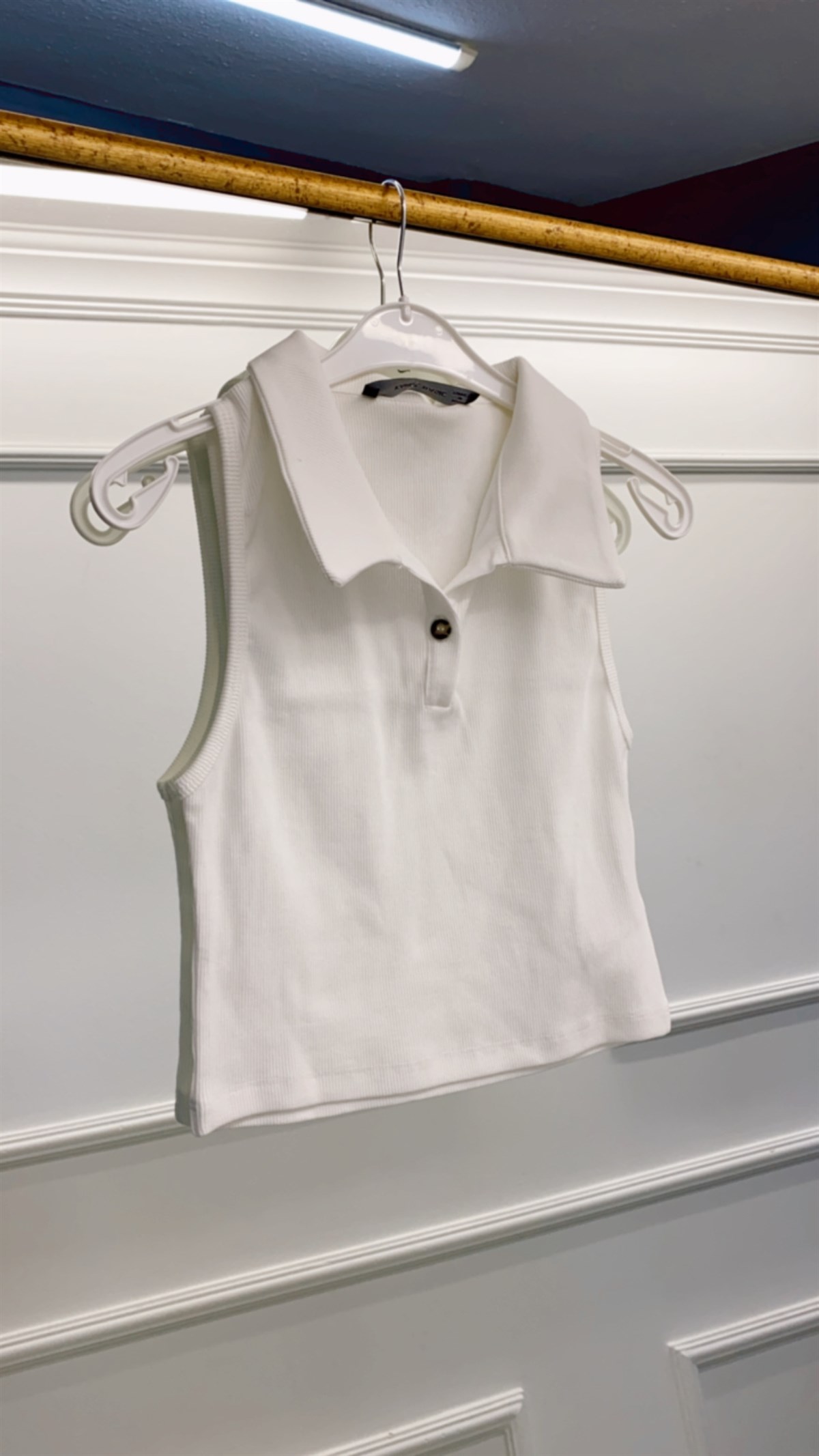 Polo Yaka Kolsuz Kaşkorse Crop Bluz