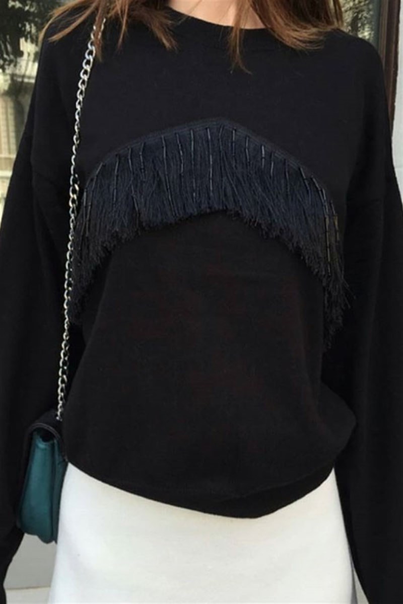 Püskül Detay Triko Bluz