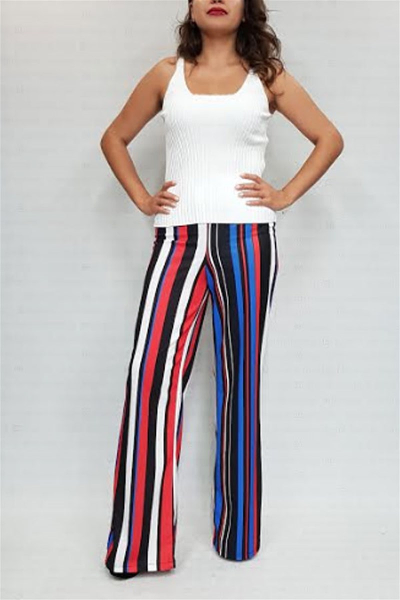 Renkli Çizgili Salaş Pantalon
