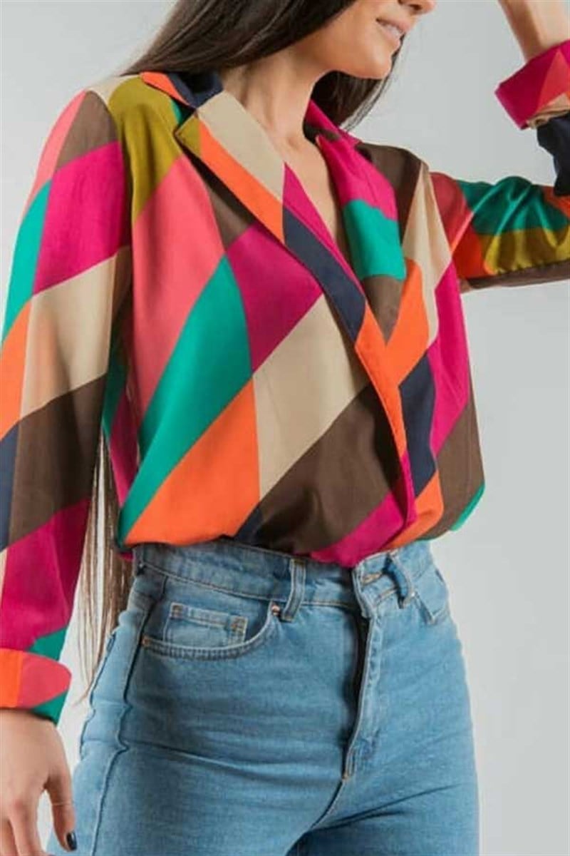 Renkli Kruvaze Bodysuit