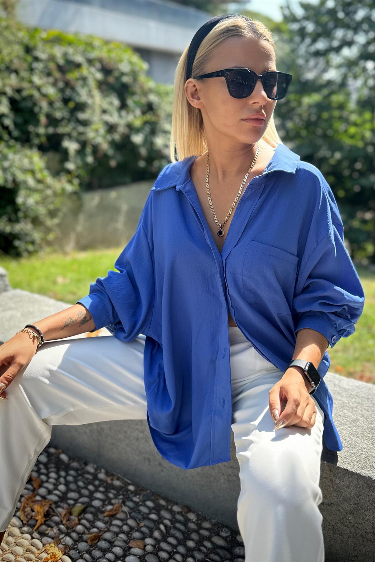 Saks Mavisi Oversize GömlekGÖMLEK