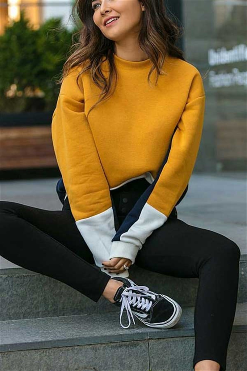 Şardonlu Üç Renk Sweat