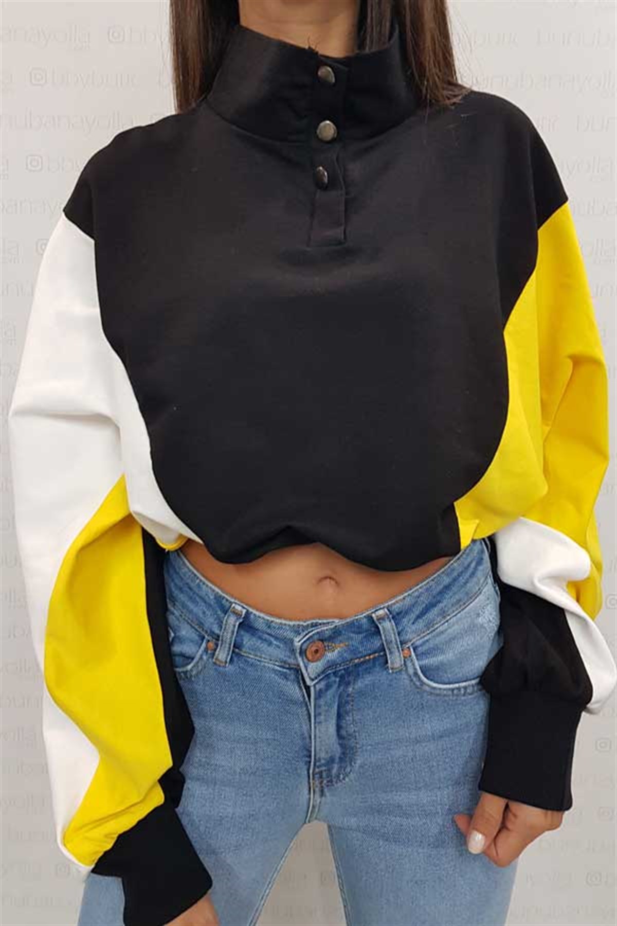 Sarı Siyah Yarasa Sweat