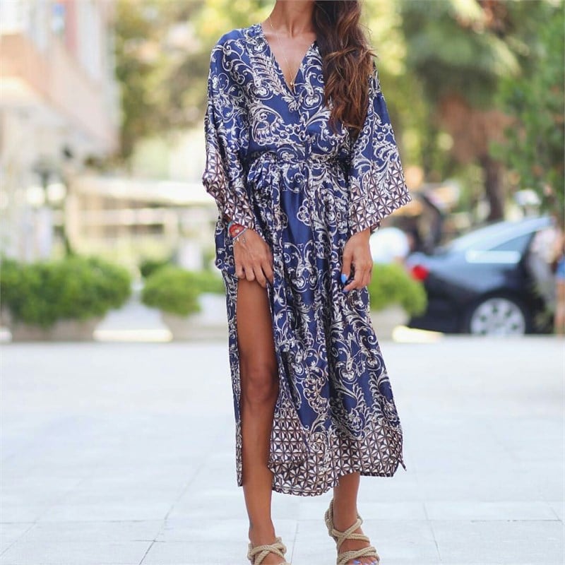 Saten Desenli Kimono