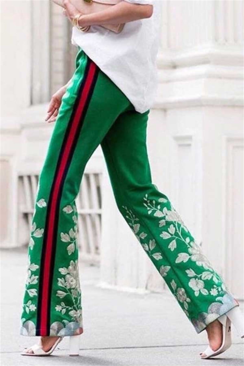 Şeritli Skuba Pantalon