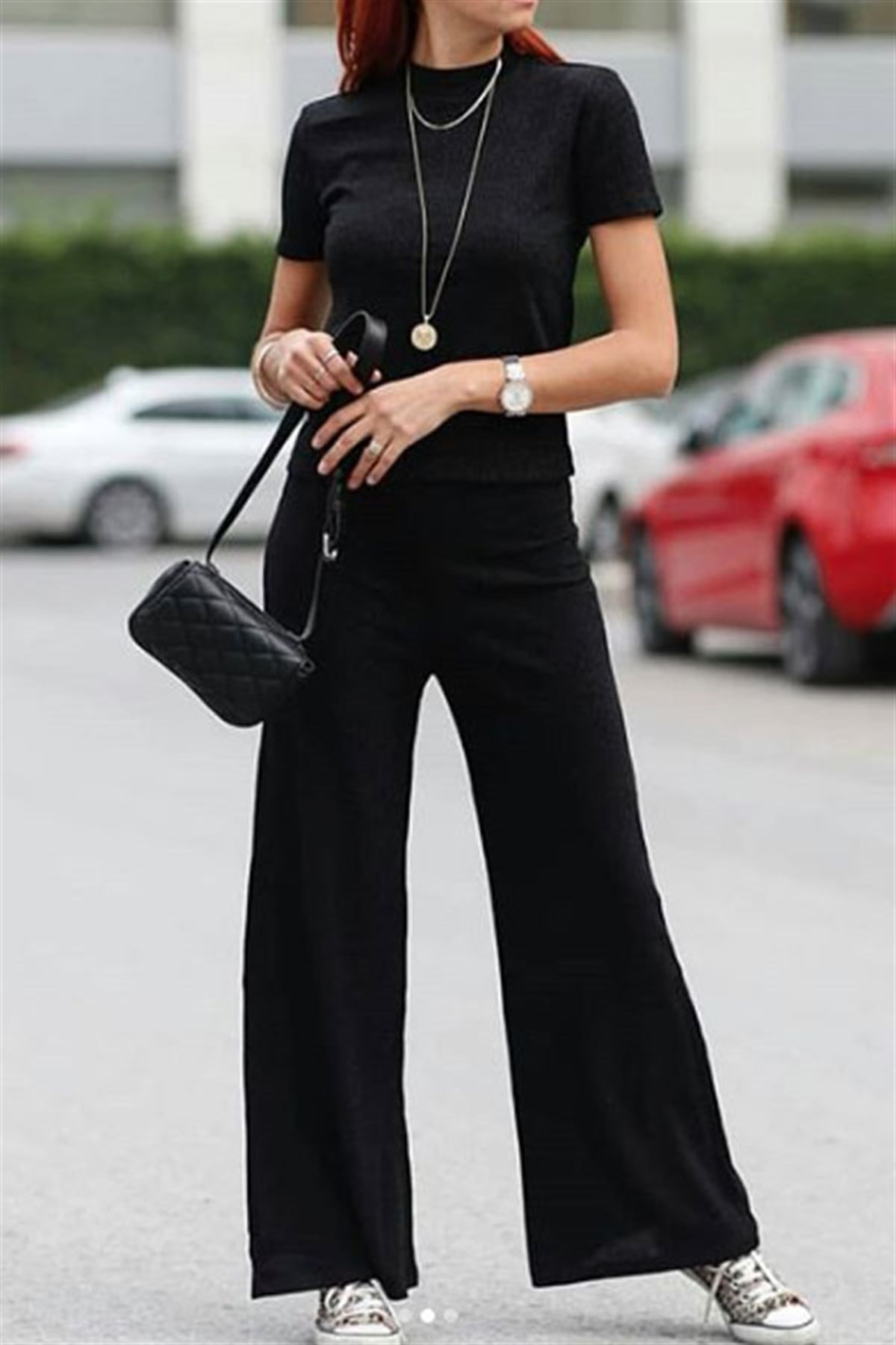 Simli Yarım Balıkçı Bluz Pantalon Takım