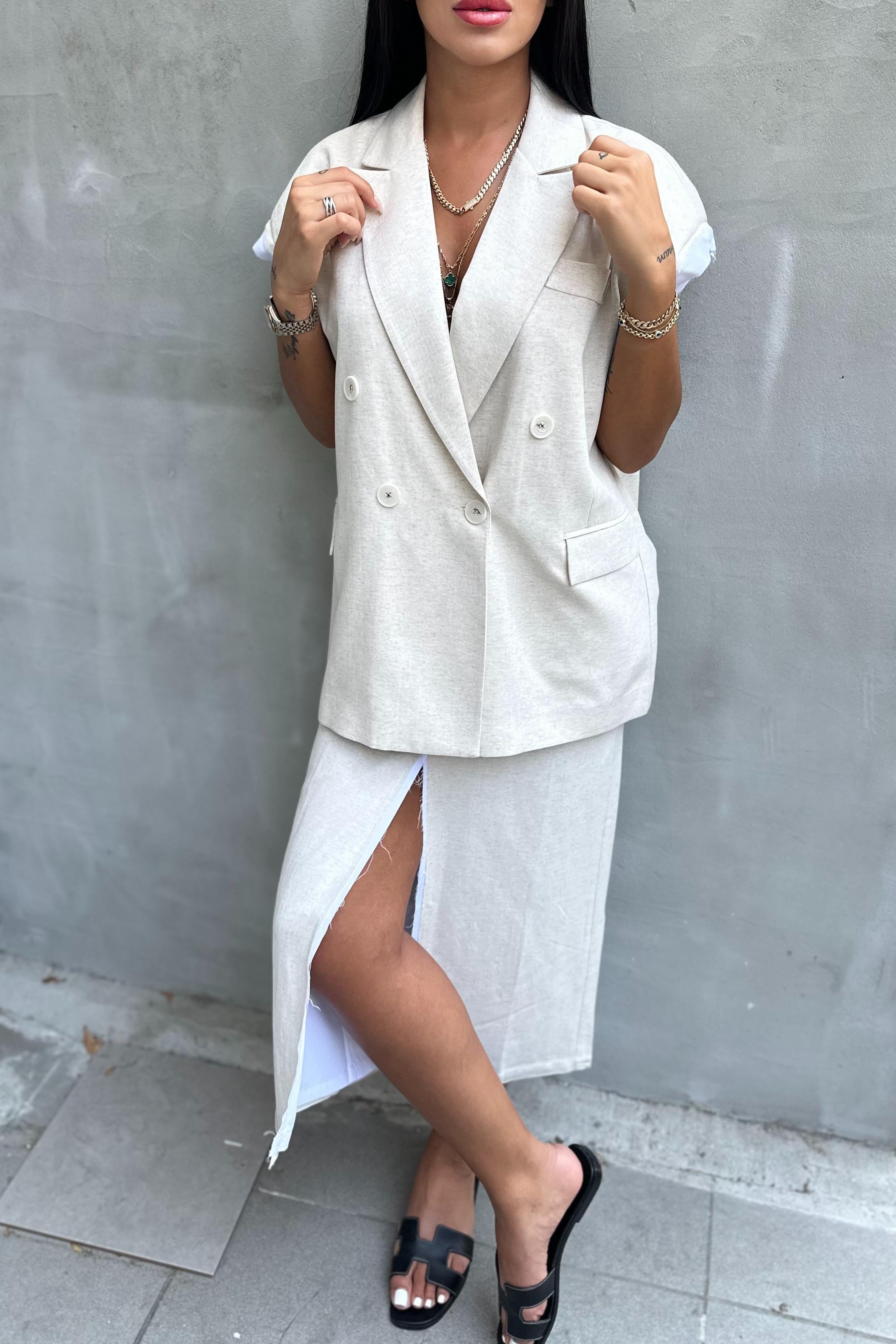 Sırtı Açık Natural YelekMONT/CEKET