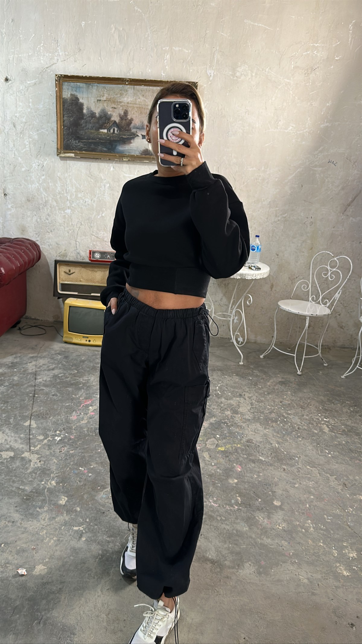 Siyah Gabardin Paraşüt PantolonPANTOLON