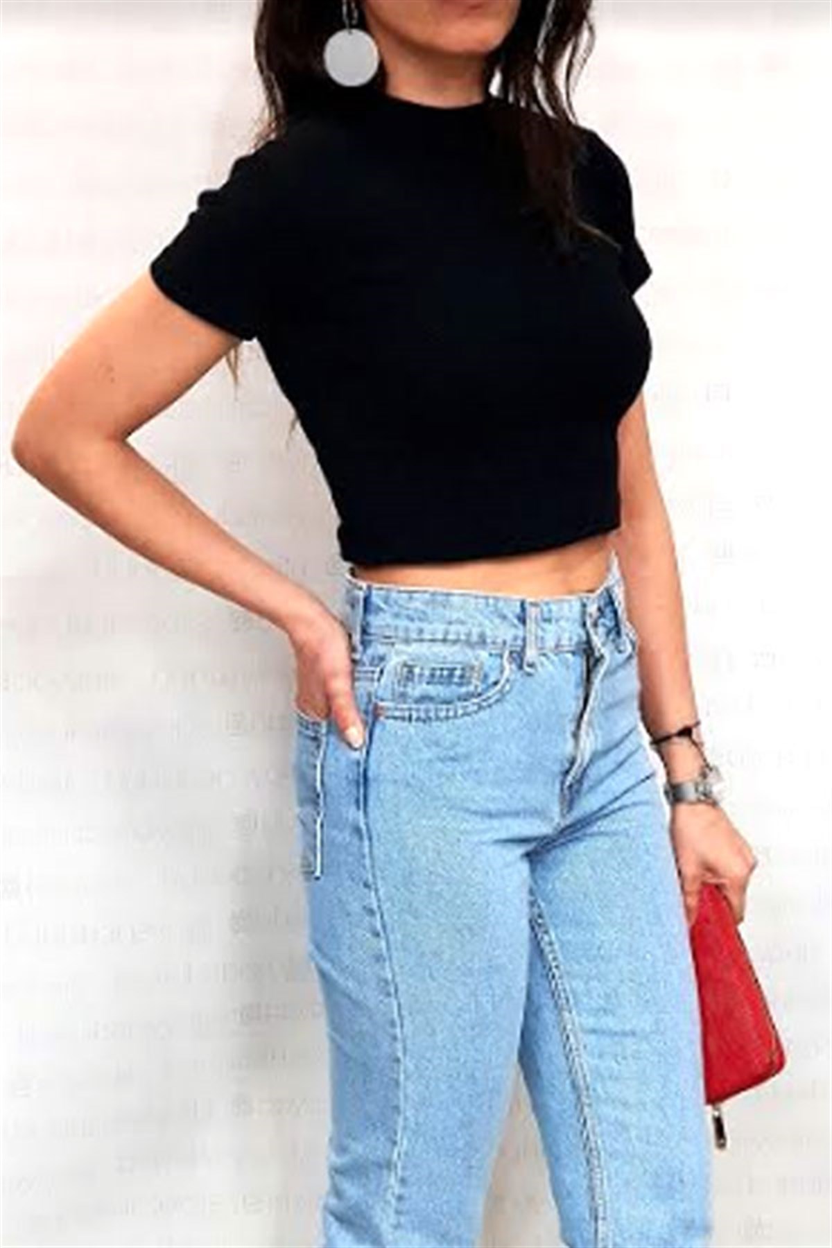 Siyah Mini Crop Tshirt