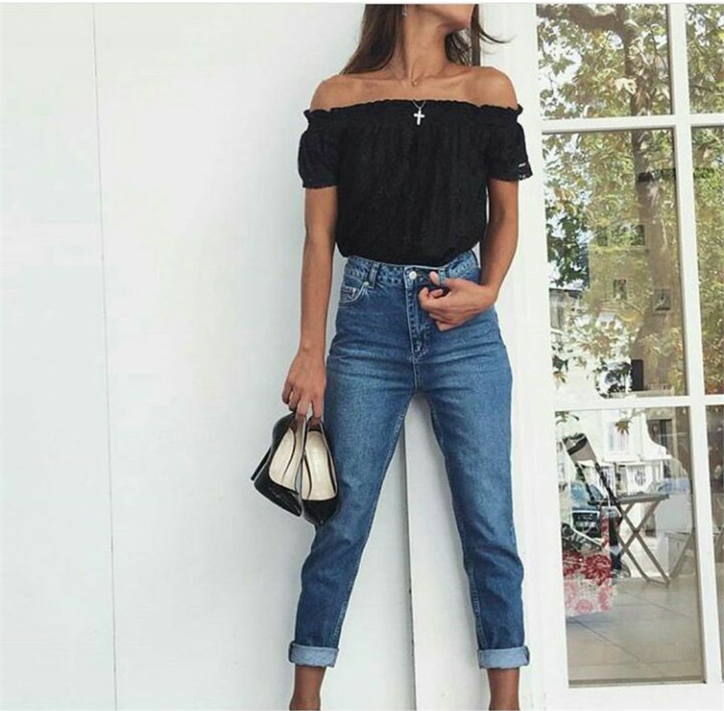 Taşlanmış Mavi Boyfriend Jean