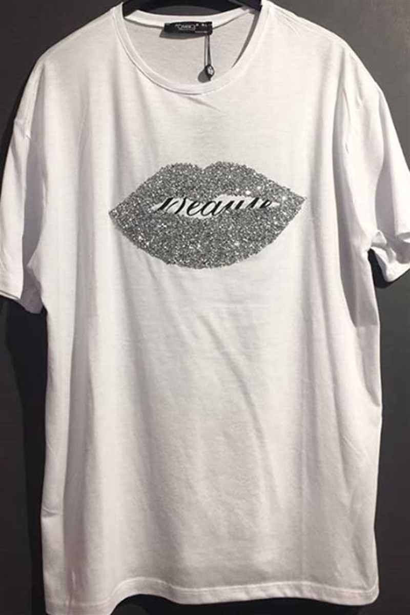 Taşlı Dudak Tshirt