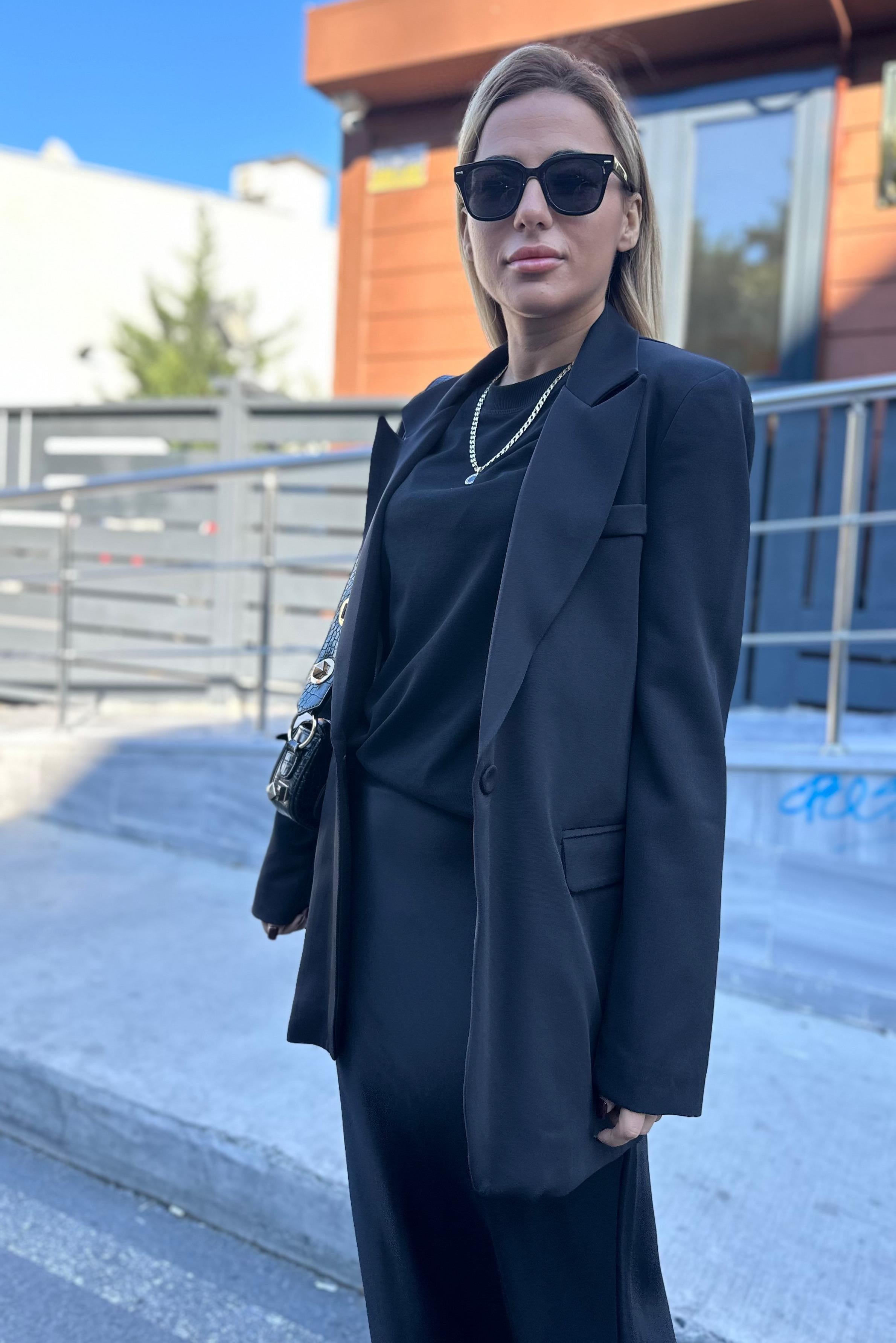 Tek Düğme Siyah Blazer CeketMONT/CEKET
