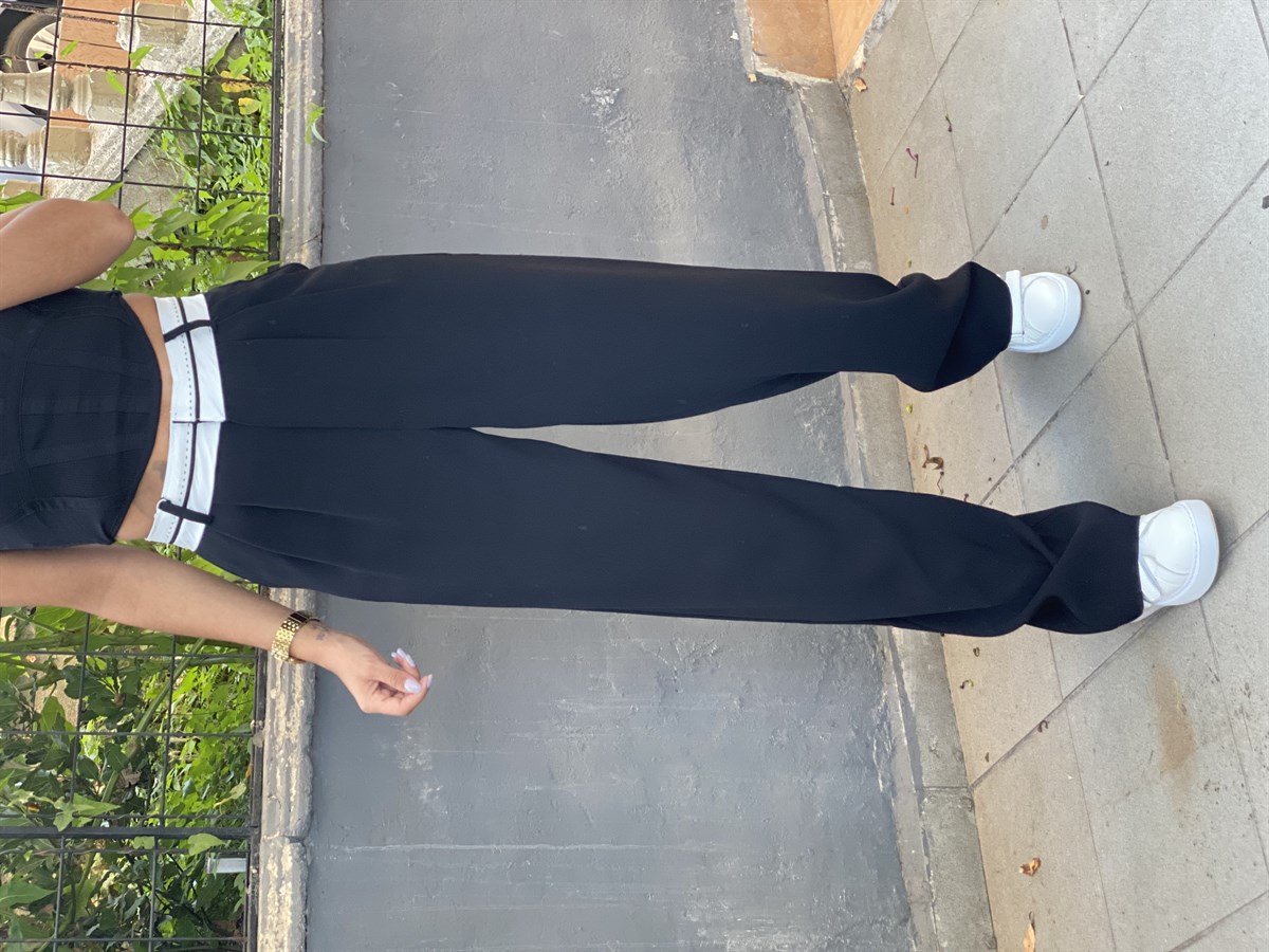 Ters Kemer Siyah Palazzo PantolonPANTOLON