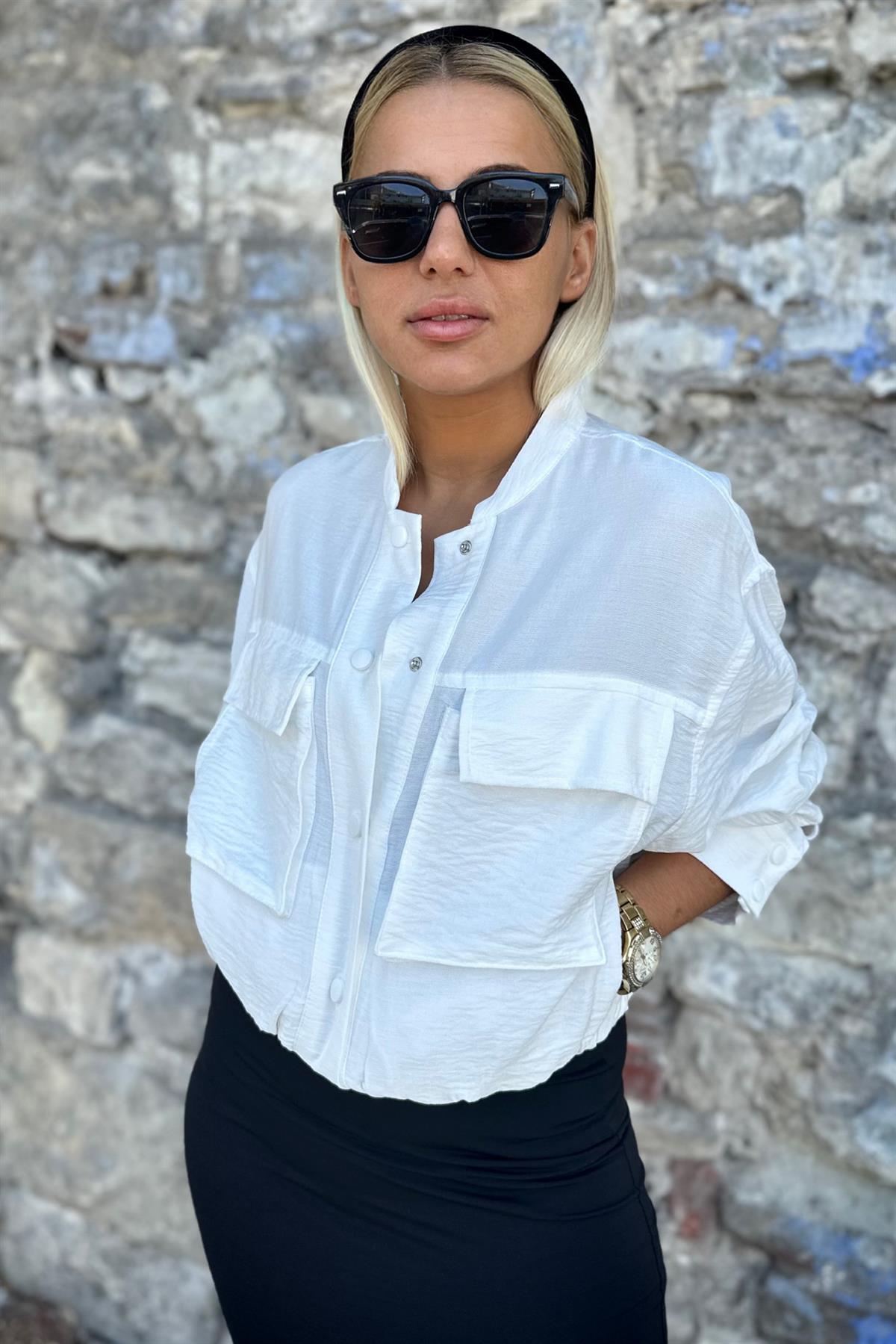 Tril Kumaş Beyaz BomberMONT/CEKET