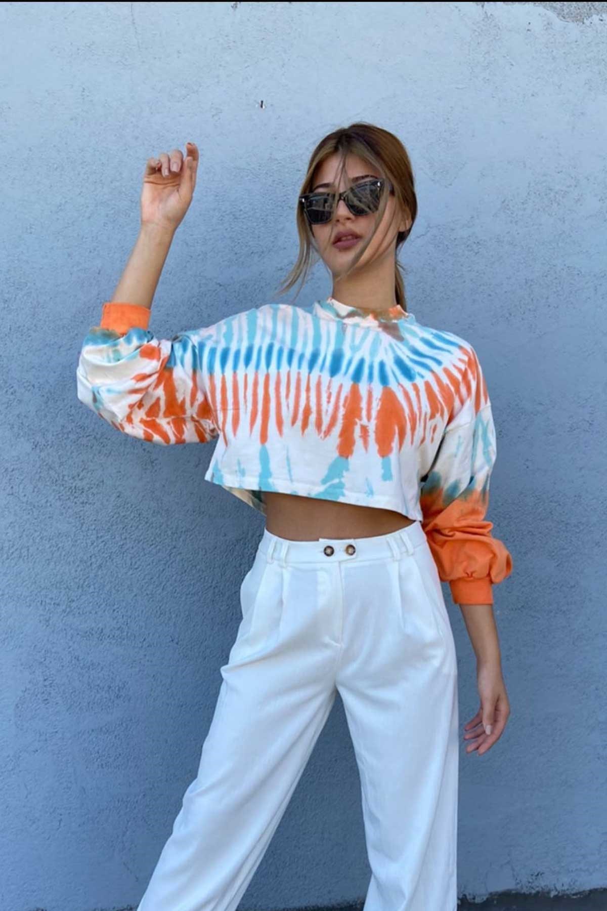Turuncu Batik Desen Sweat