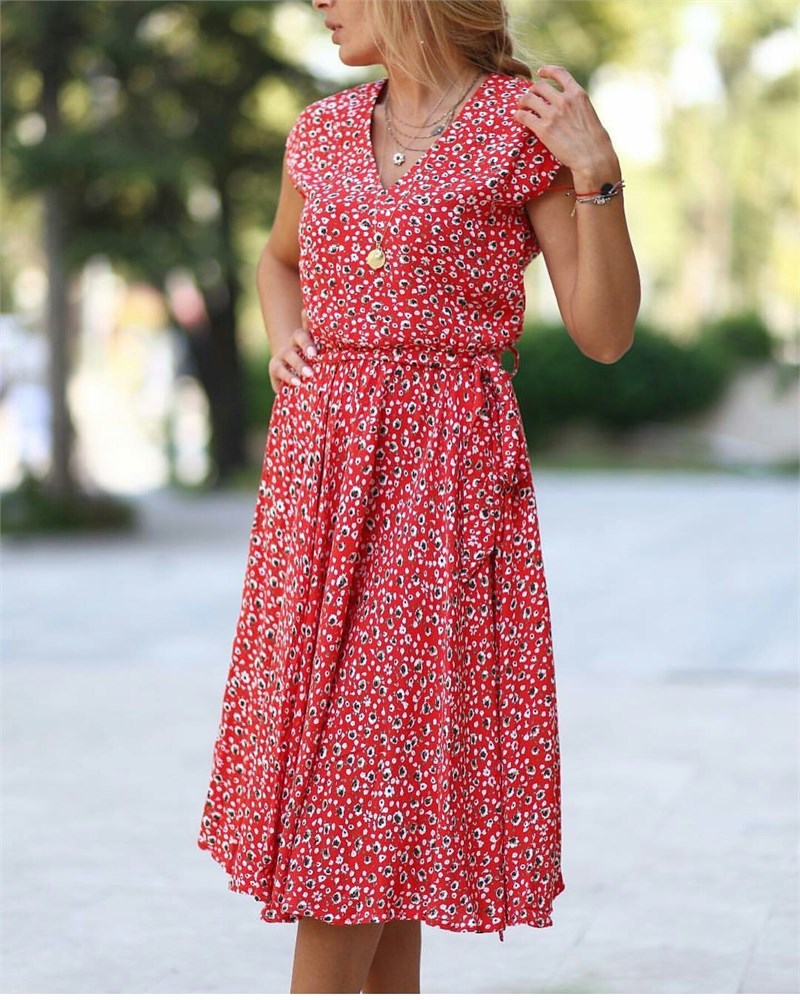 Vintage Desenli Elbise